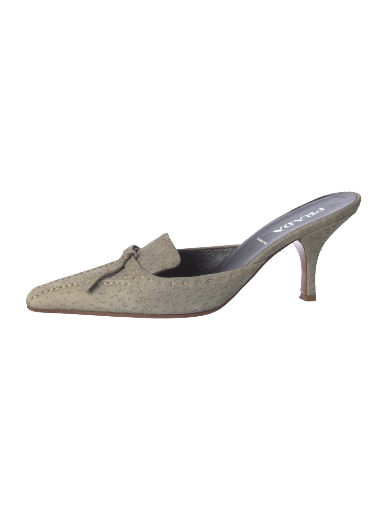 Prada Suede Whipstitch Trim Mules