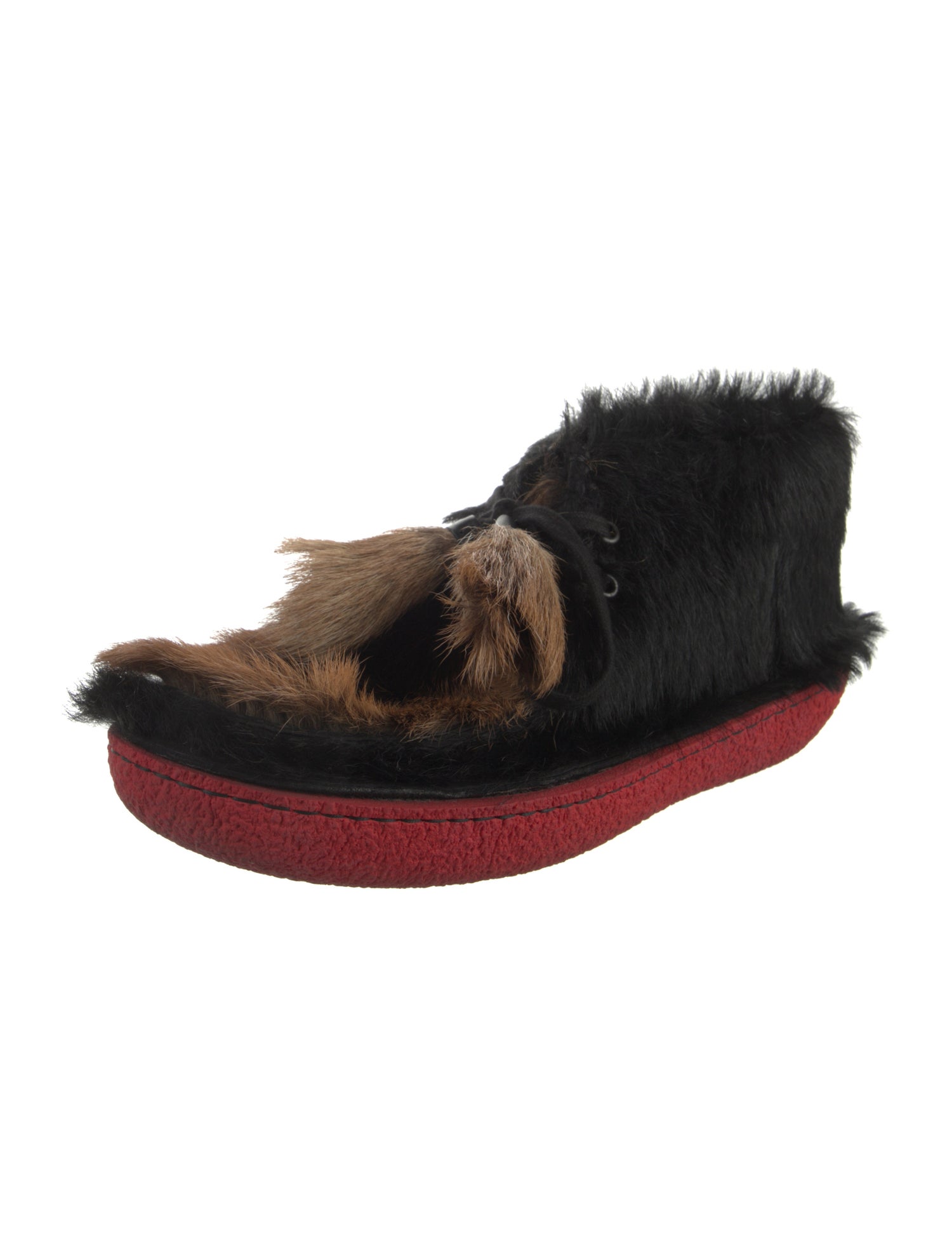 Prada Faux Fur Tassel Accents Derby Shoes