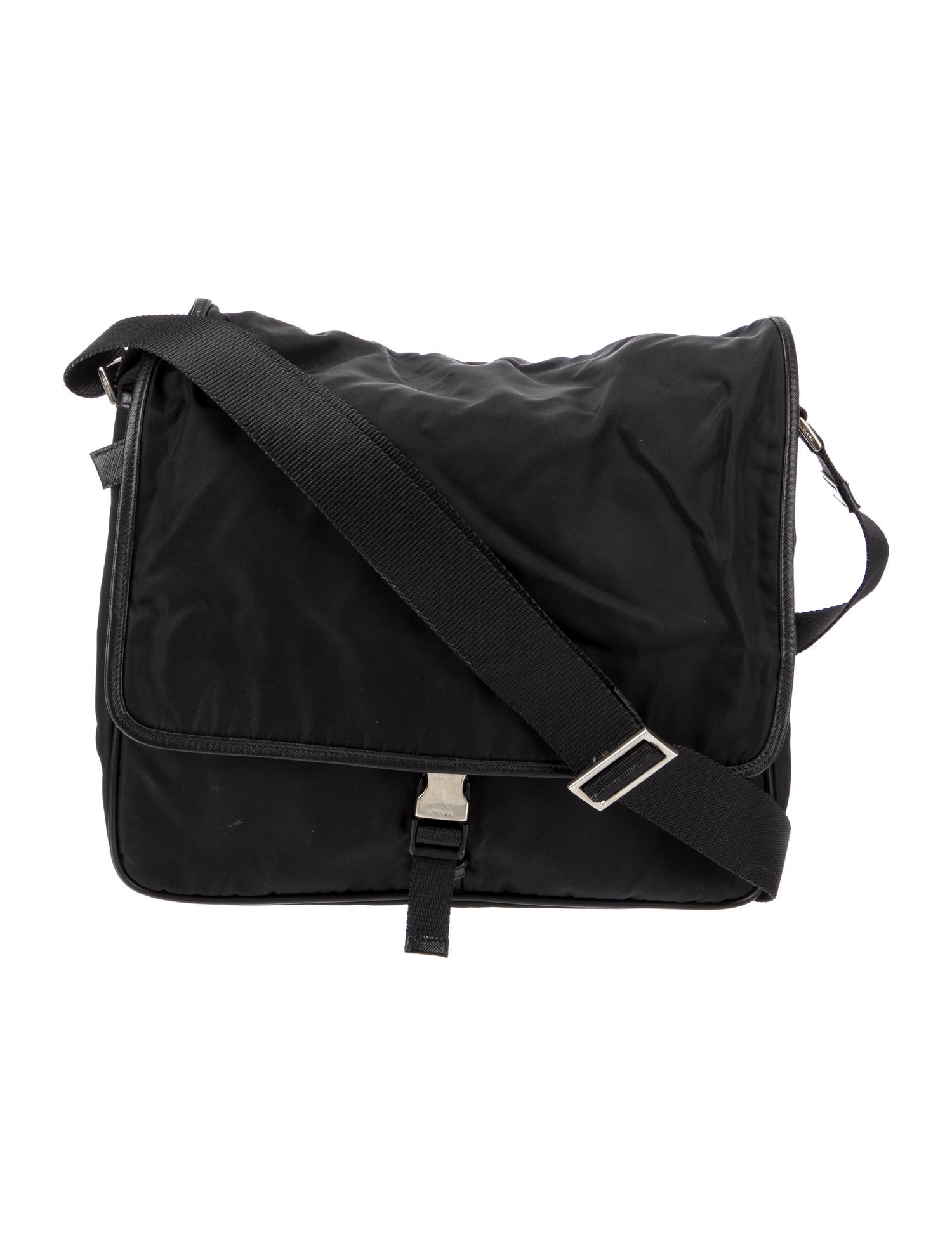 Prada Enameled Metal Triangle Messenger Bag