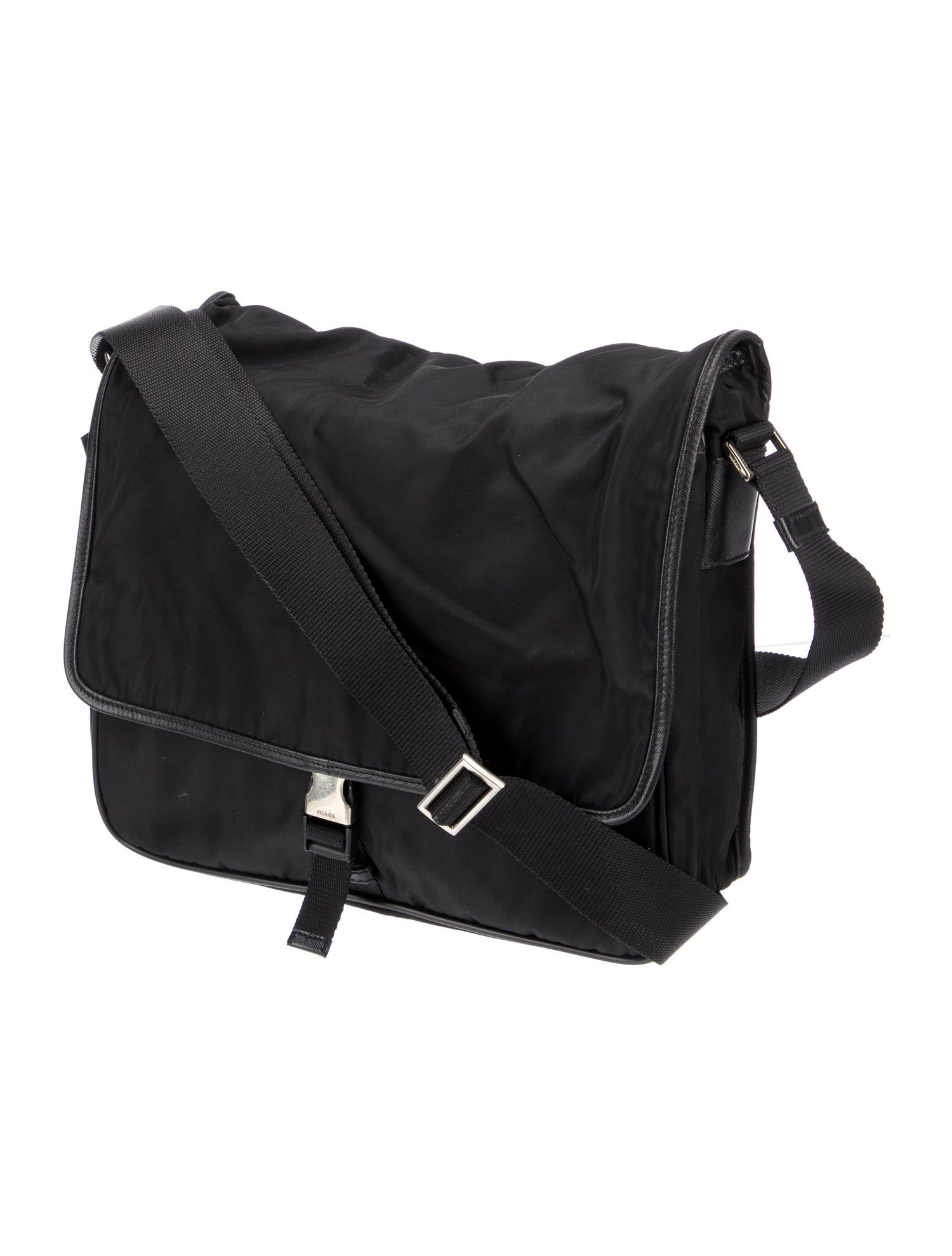 Prada Enameled Metal Triangle Messenger Bag