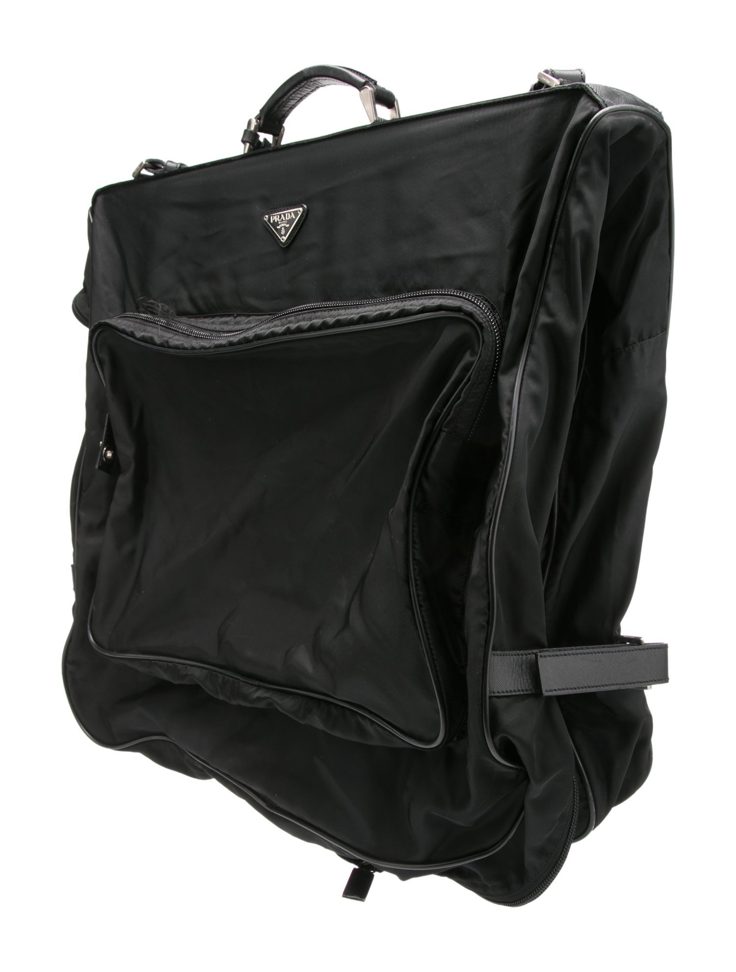 Prada Enameled Metal Triangle Garment Bag