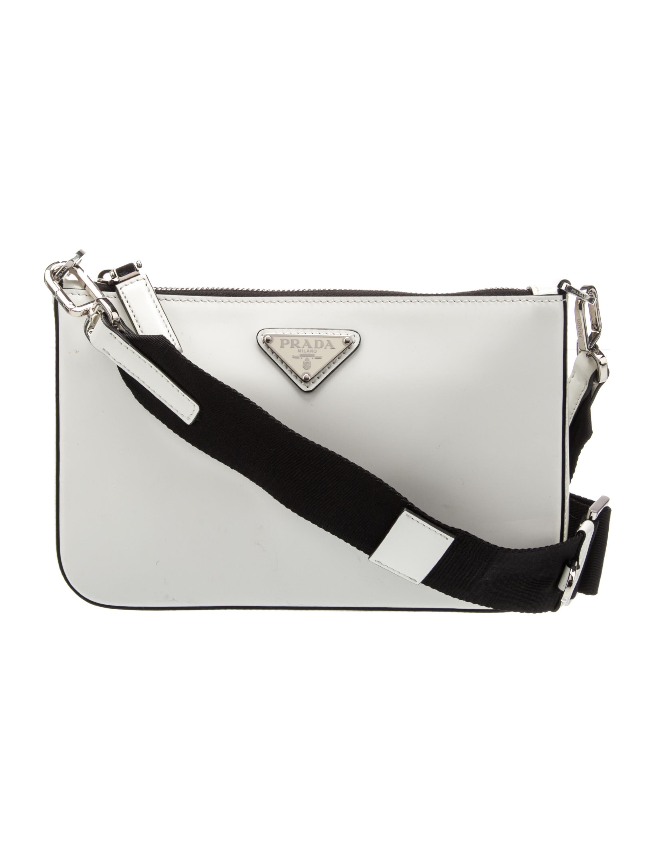 Prada Enameled Metal Triangle Crossbody Bag