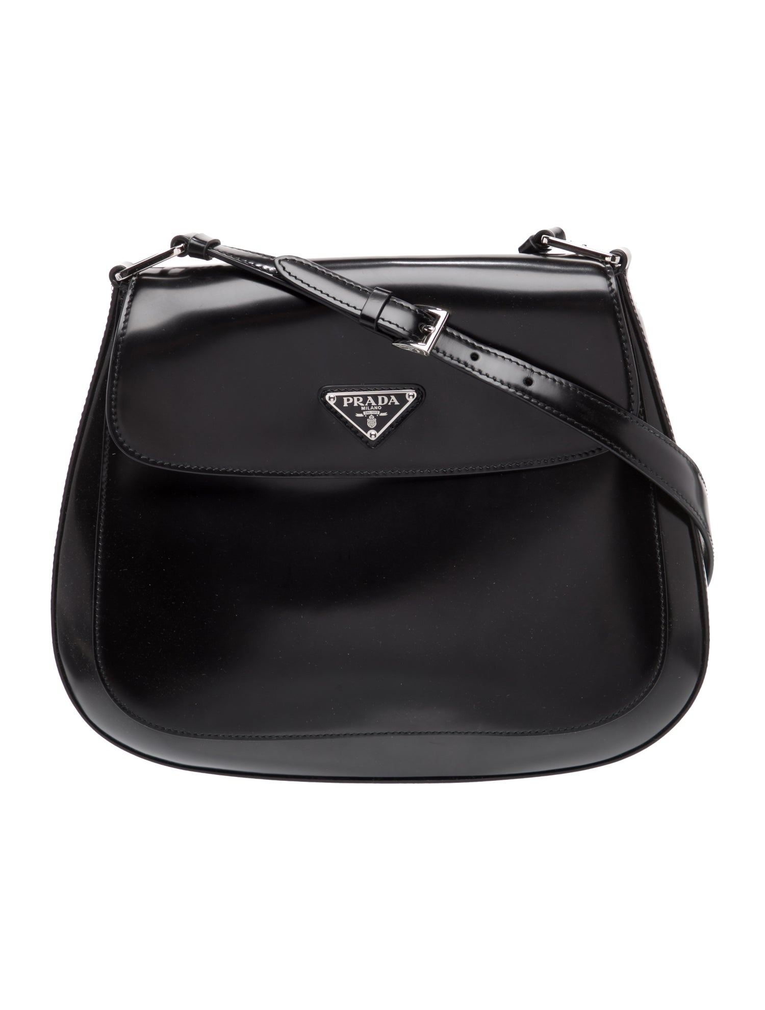 Prada Enameled Metal Triangle Cleo Large