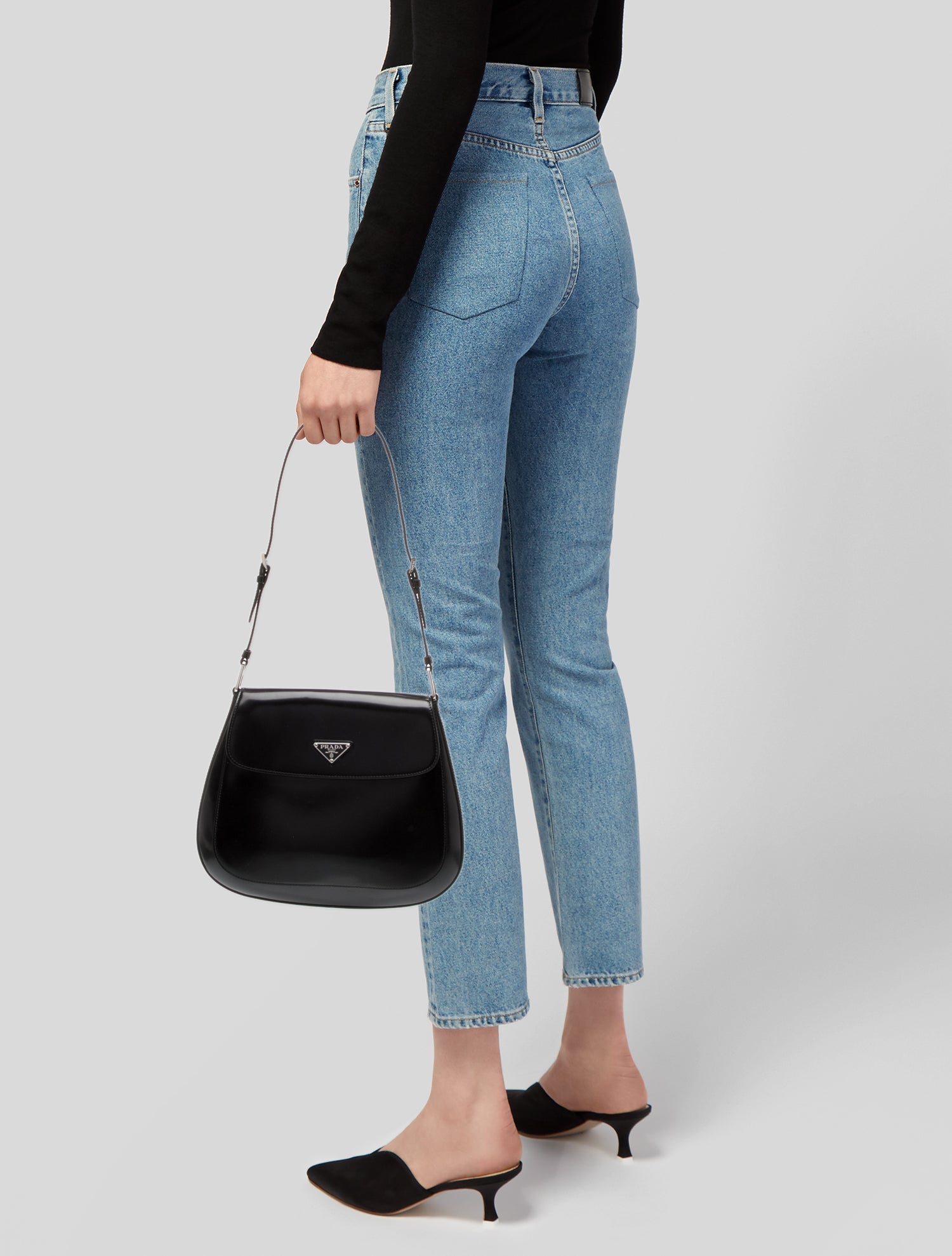 Prada Enameled Metal Triangle Cleo Large