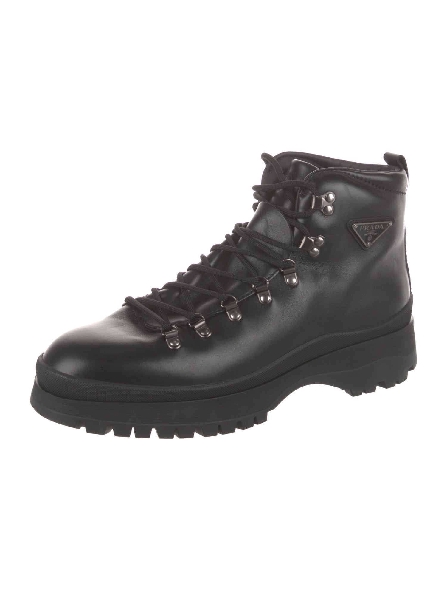 Prada Brixxen Leather Hiking Boots