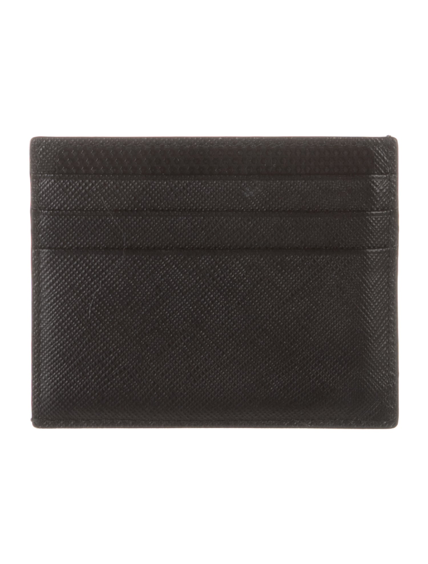 Prada Saffiano Triangle Leather Card Holder