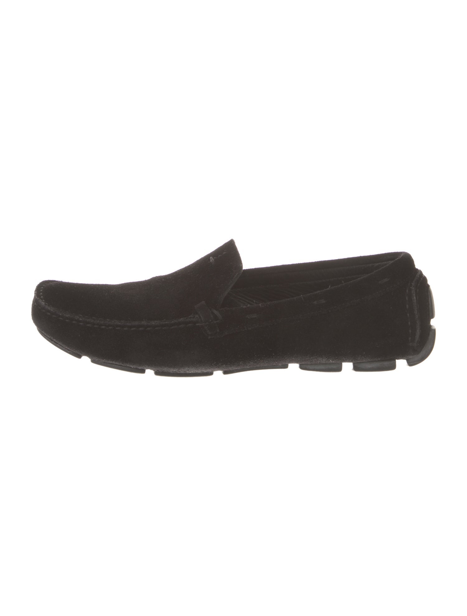 Prada Suede Leather Trim Embellishment Loafers