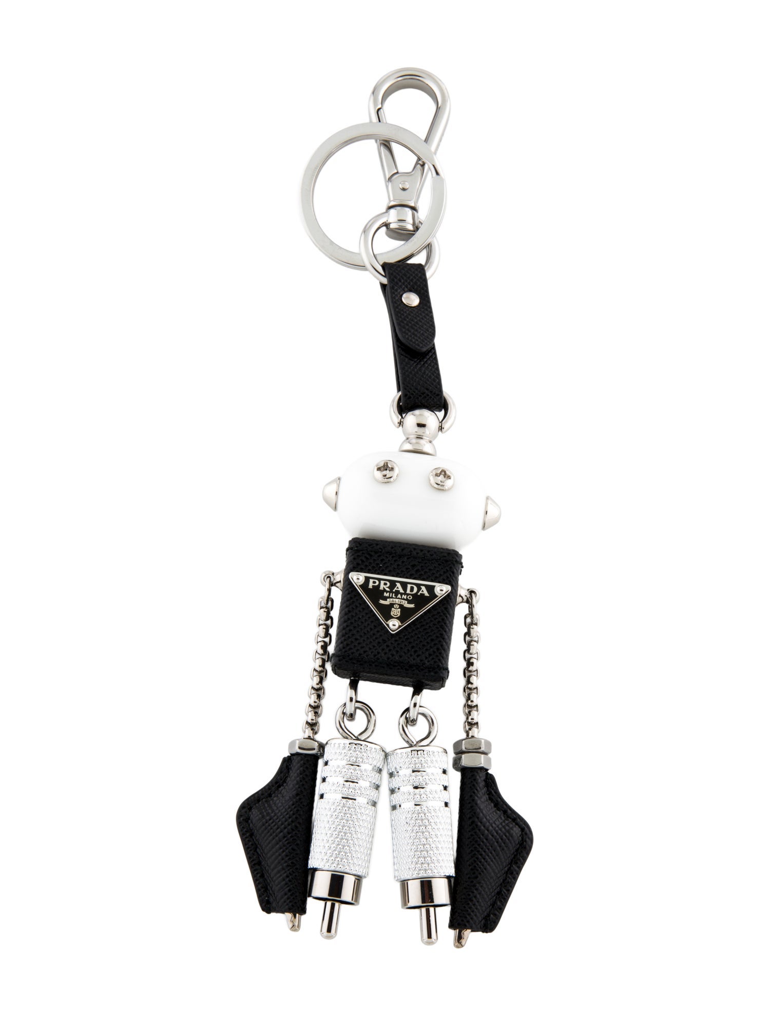 Prada Leather Trim Robot Keychain