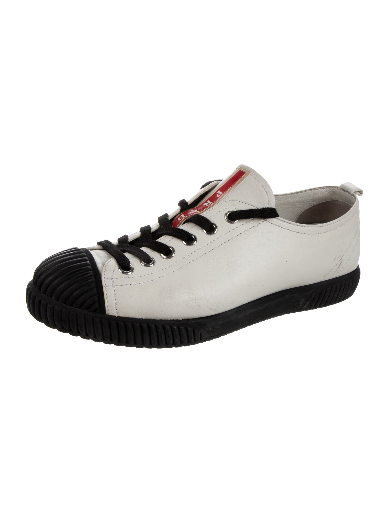 Prada Leather Colorblock Pattern Sneakers