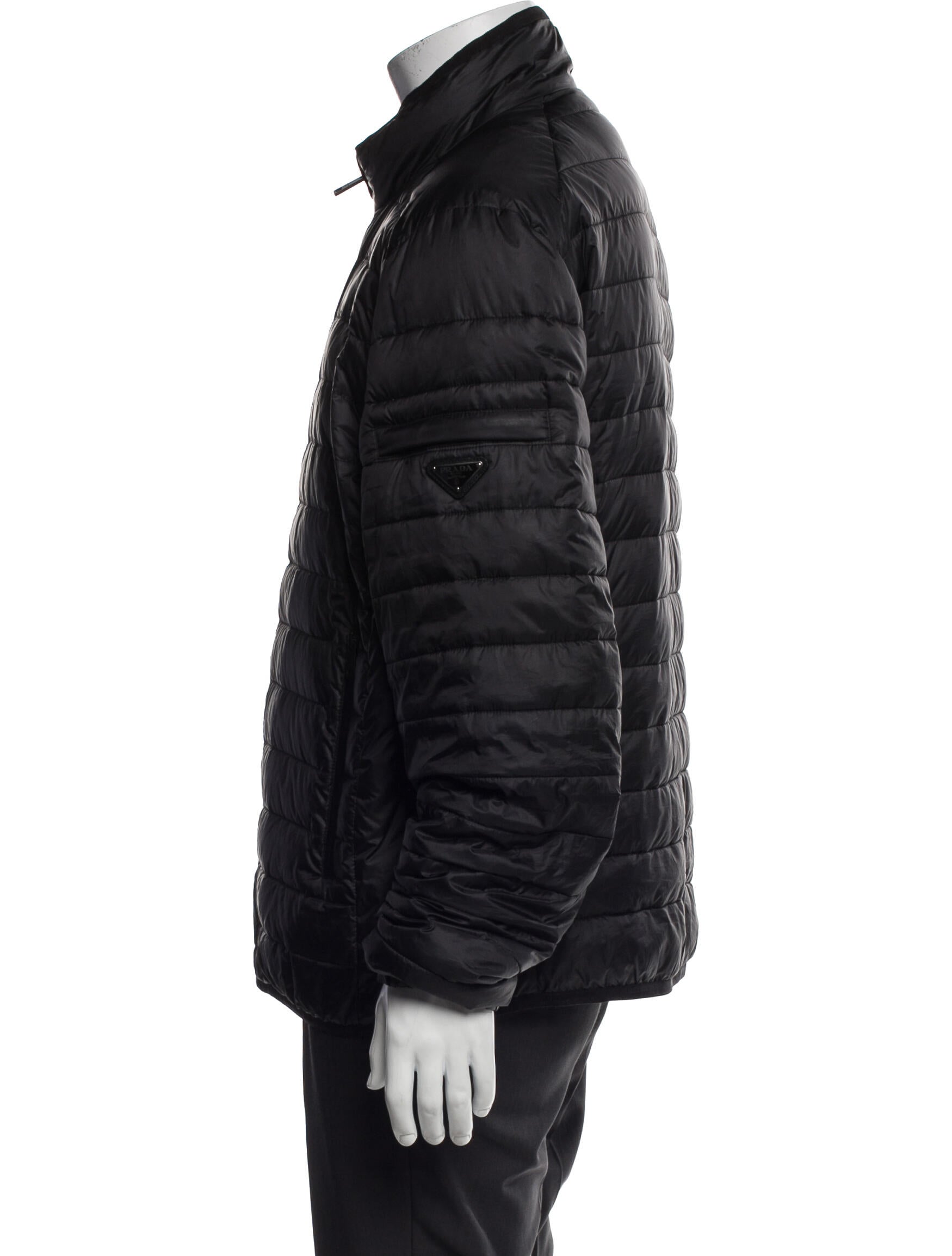 Prada 2016 Enameled Metal Triangle Puffer Coat