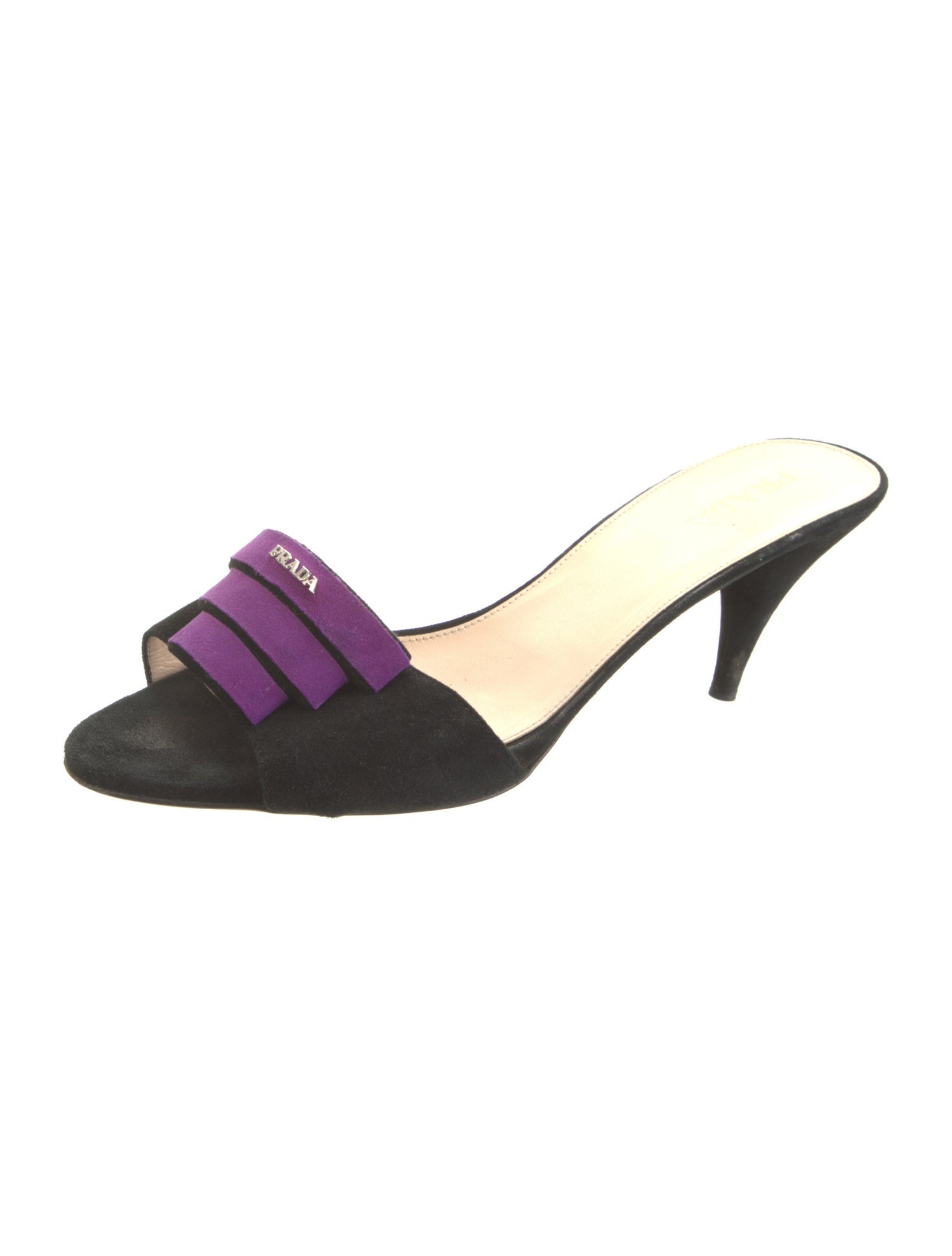 Prada Suede Colorblock Pattern Slides