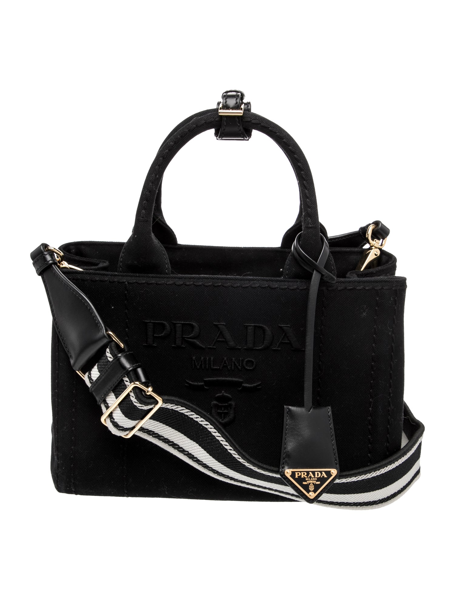 Prada Enameled Metal Triangle Top Handle Bag