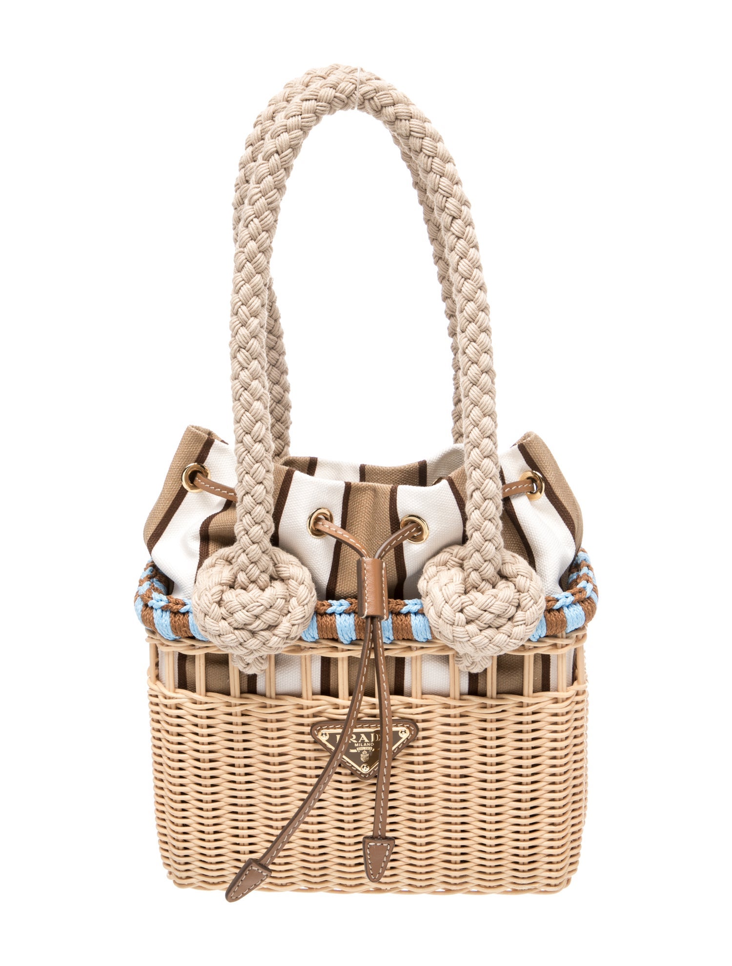 Prada Enameled Metal Triangle Bucket Bag