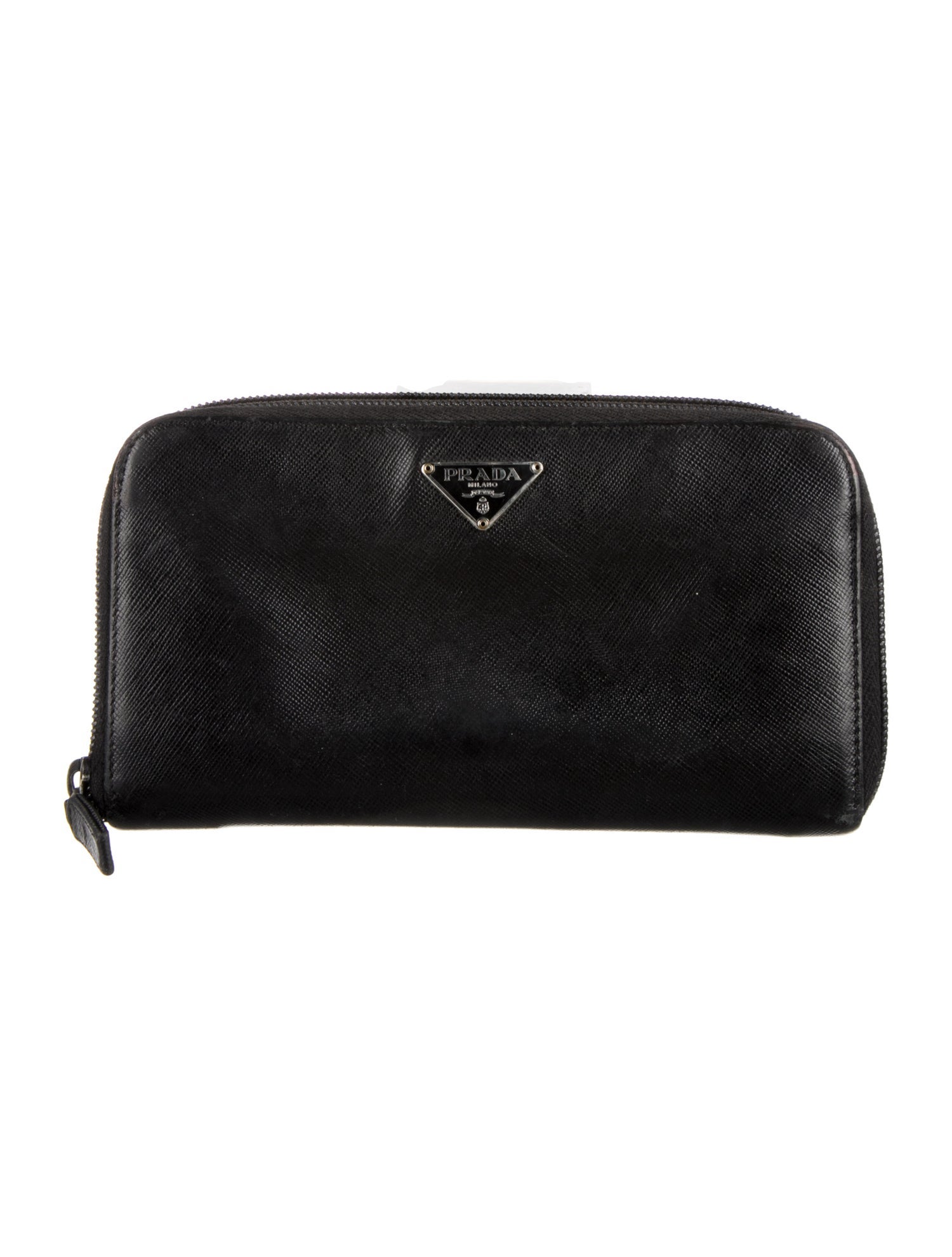 Prada Saffiano Triangle Leather Continental Wallet