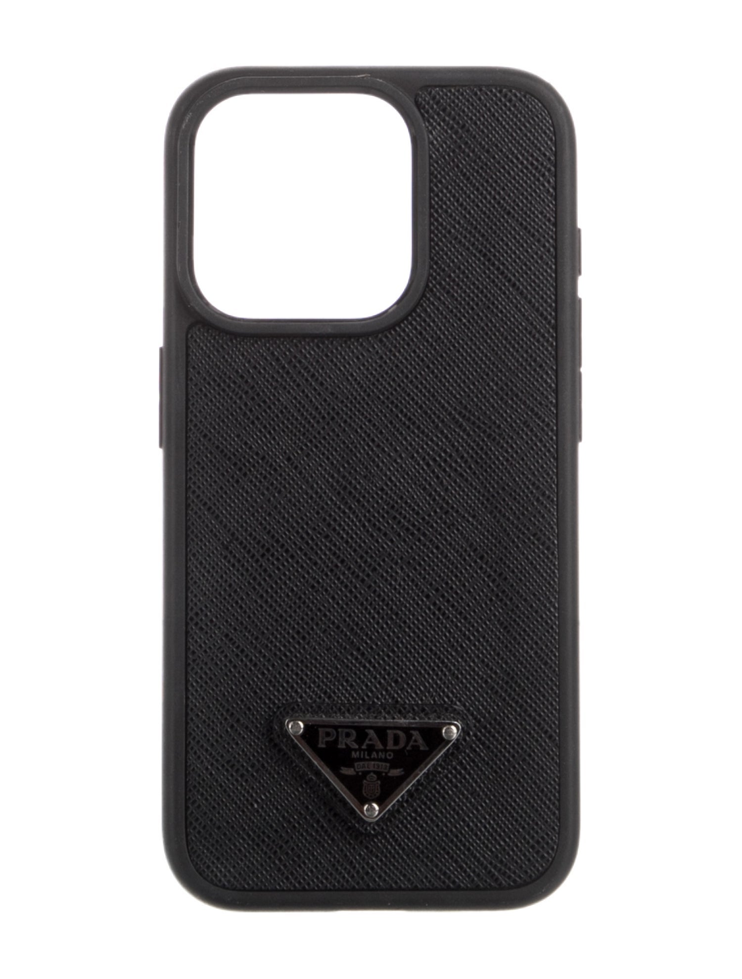 Prada Enameled Metal Triangle Saffiano iPhone 16 Pro Phone Case