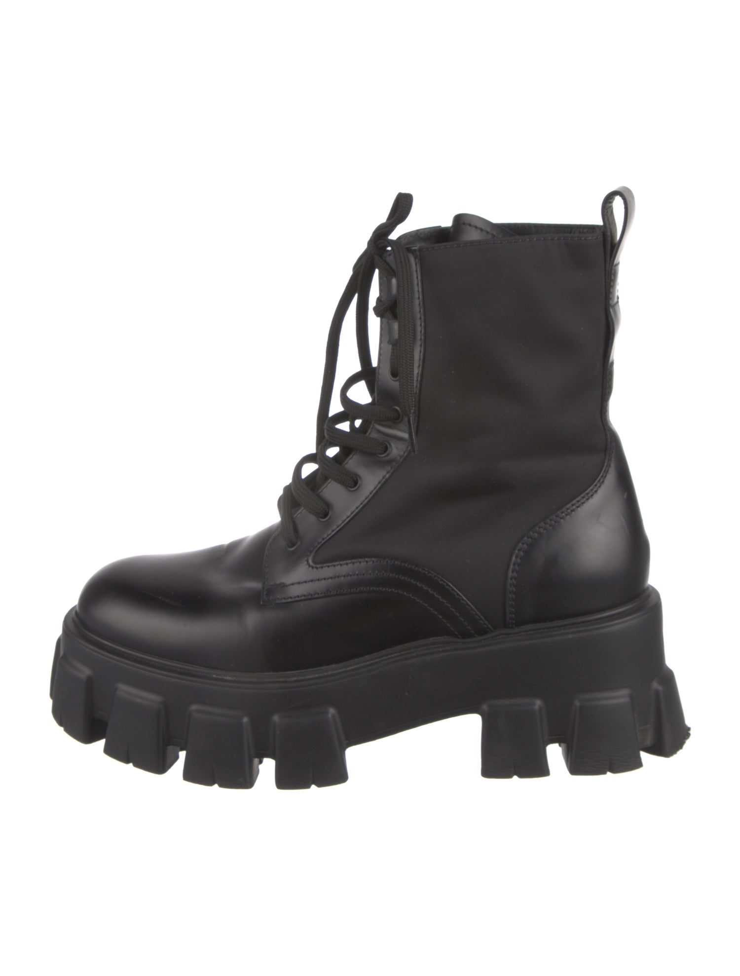 Prada Tessuto Nylon Leather Combat Boots