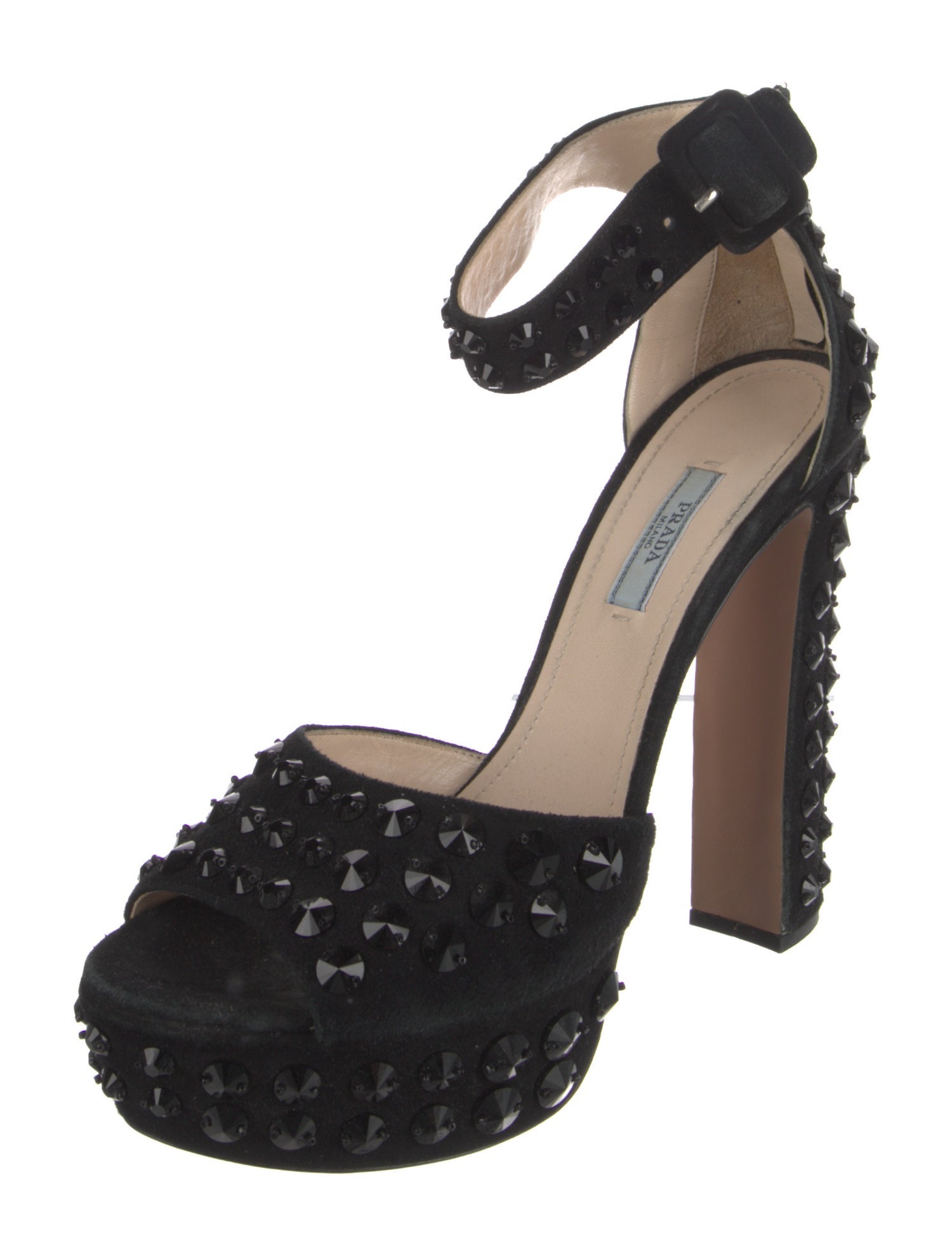 Prada Suede Studded Accents Sandals