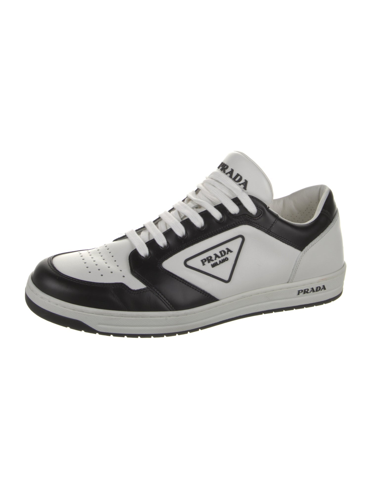 Prada Leather Colorblock Pattern Sneakers