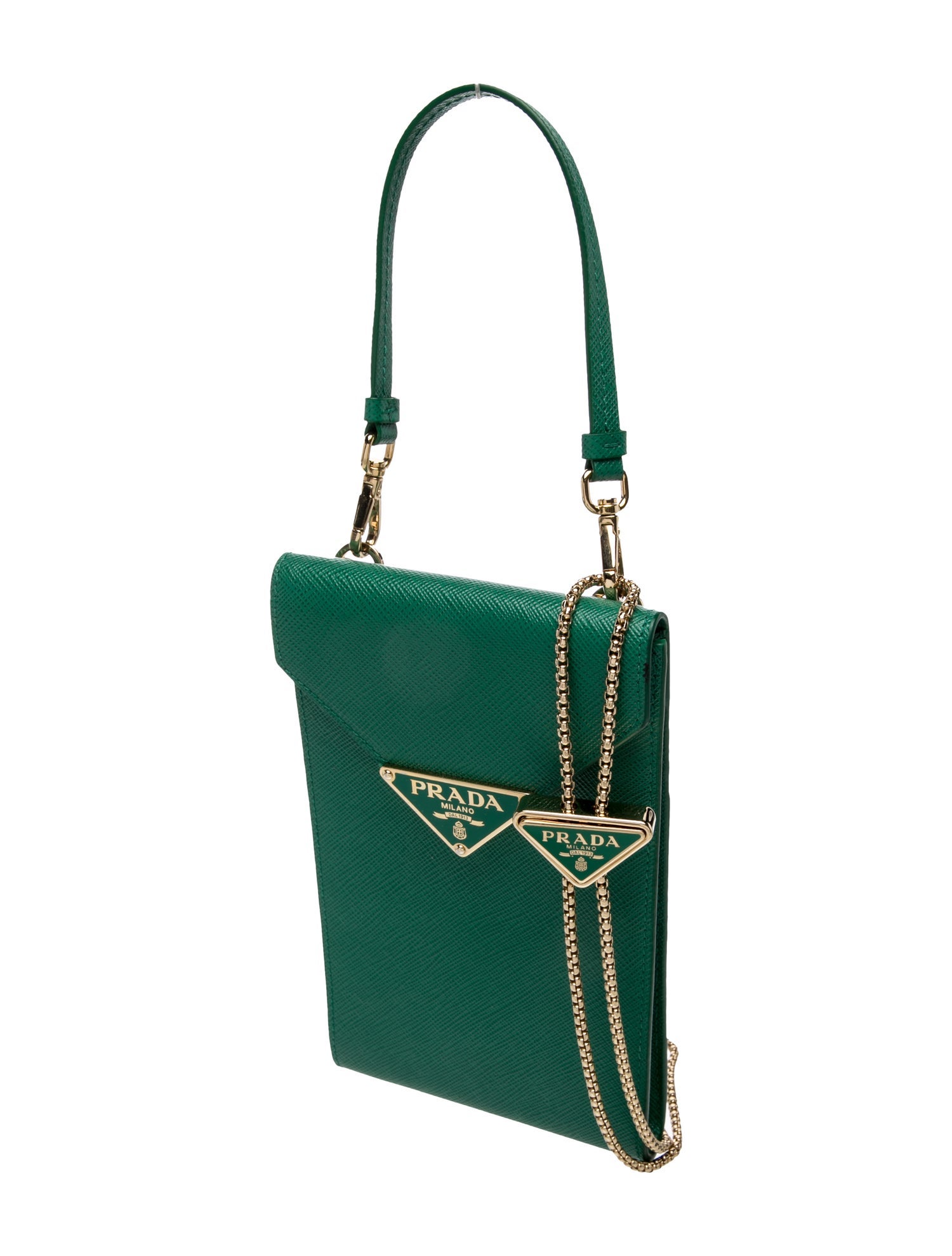 Prada Enameled Metal Triangle Phone