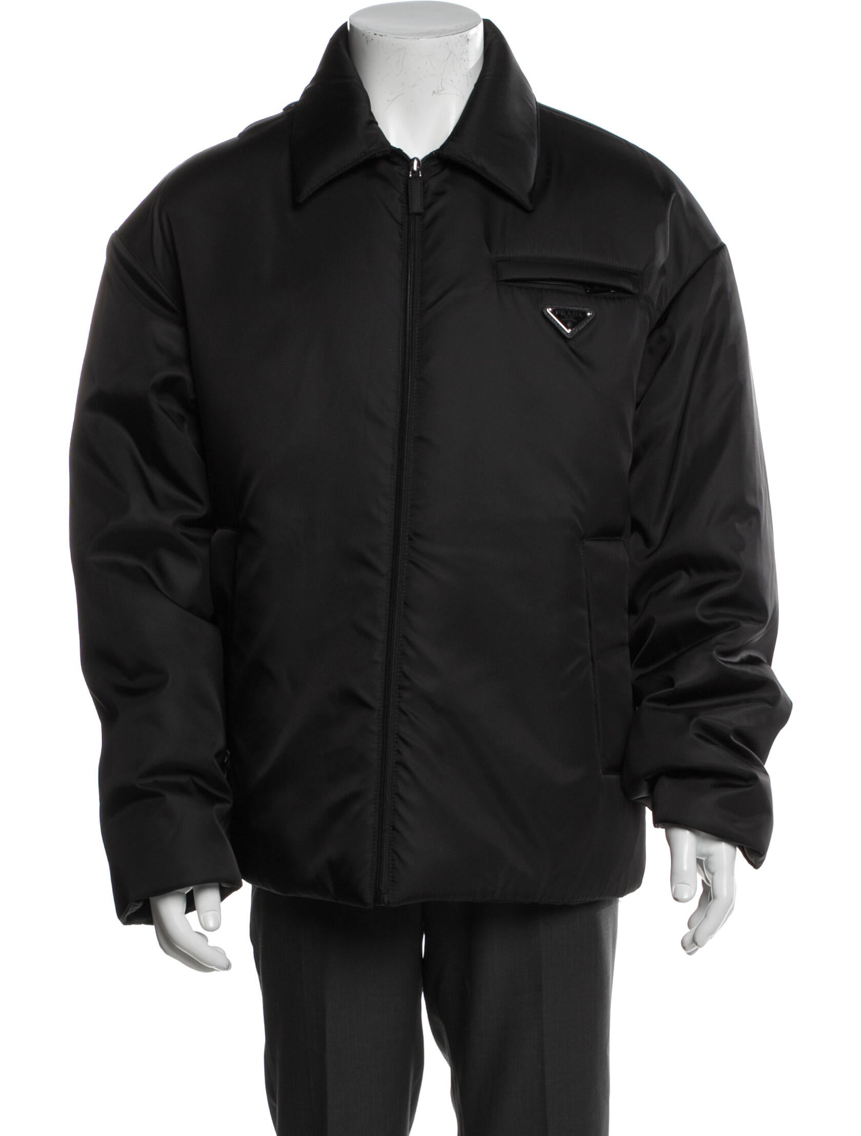 Prada 2018 Enameled Metal Triangle Puffer Coat