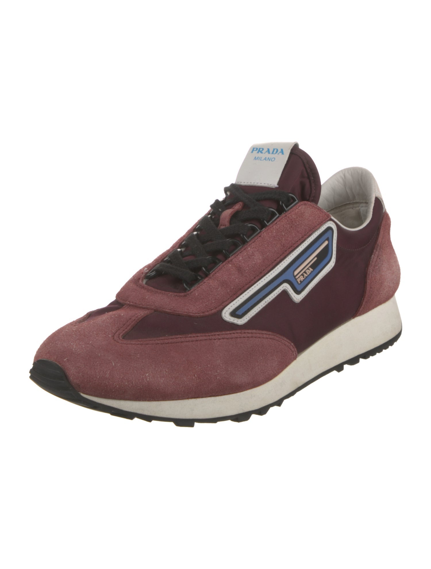 Prada Suede Colorblock Pattern Athletic Sneakers