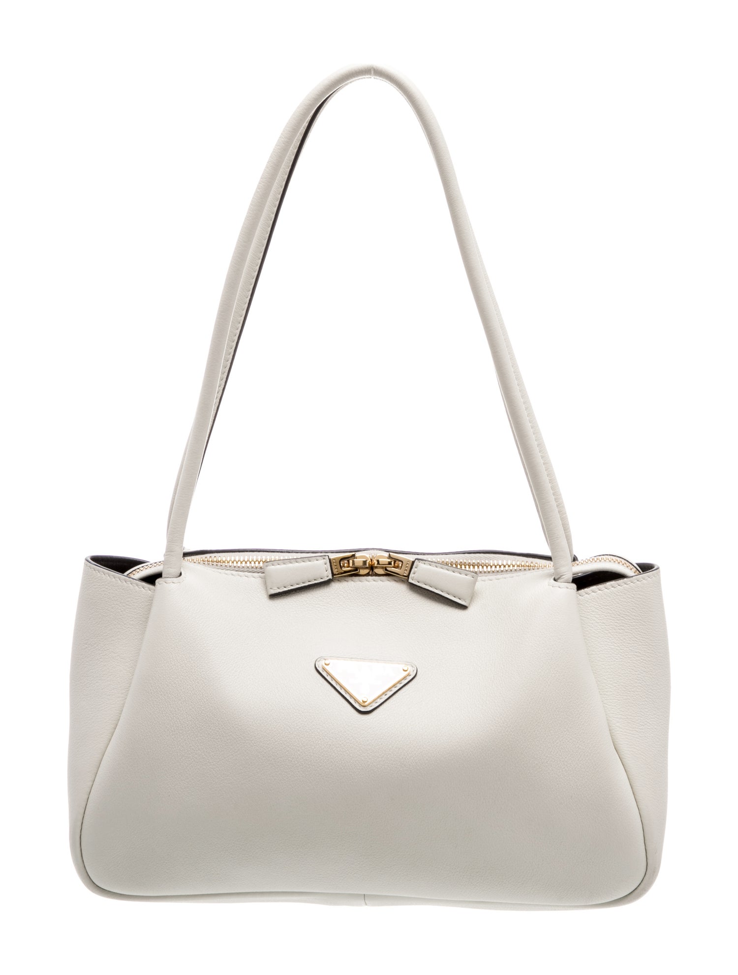 Prada Enameled Metal Triangle Shoulder Bag