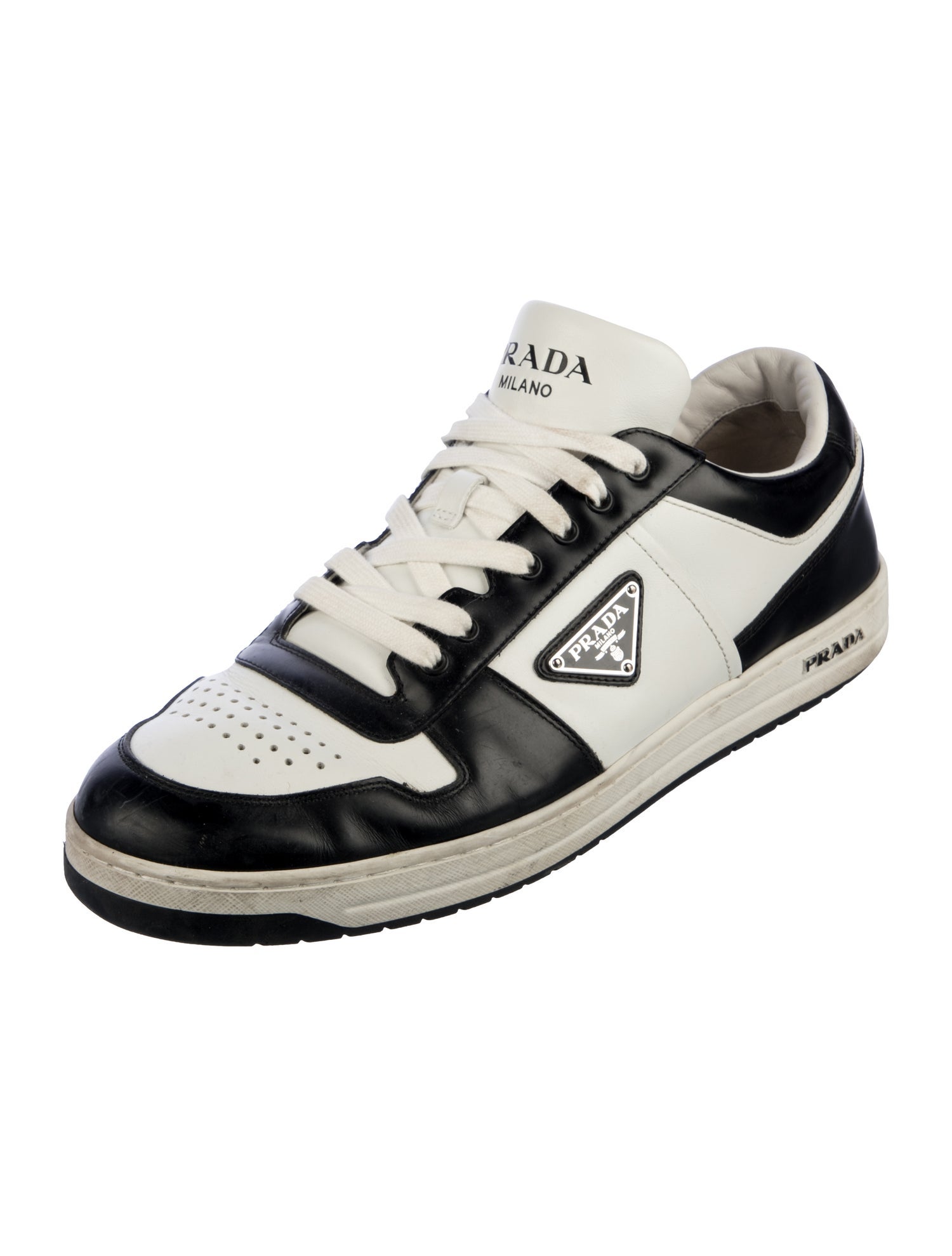Prada Leather Colorblock Pattern Sneakers