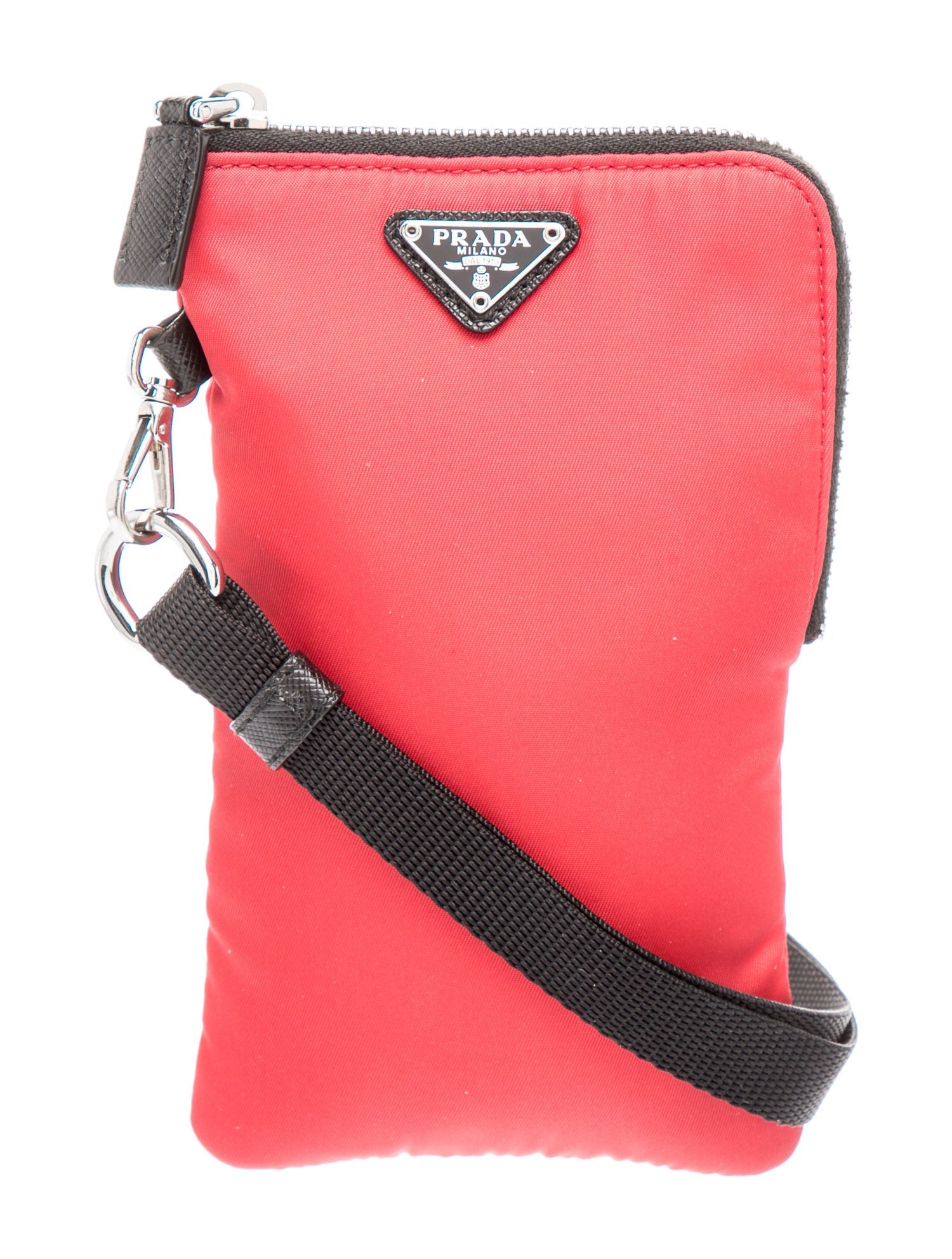 Prada Enameled Metal Triangle Messenger Bag