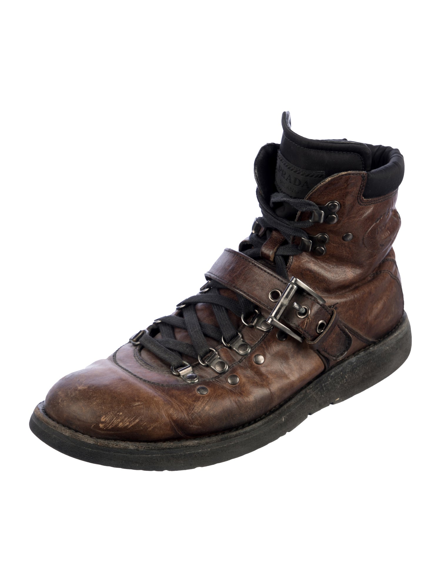 Prada Leather Hiking Boots