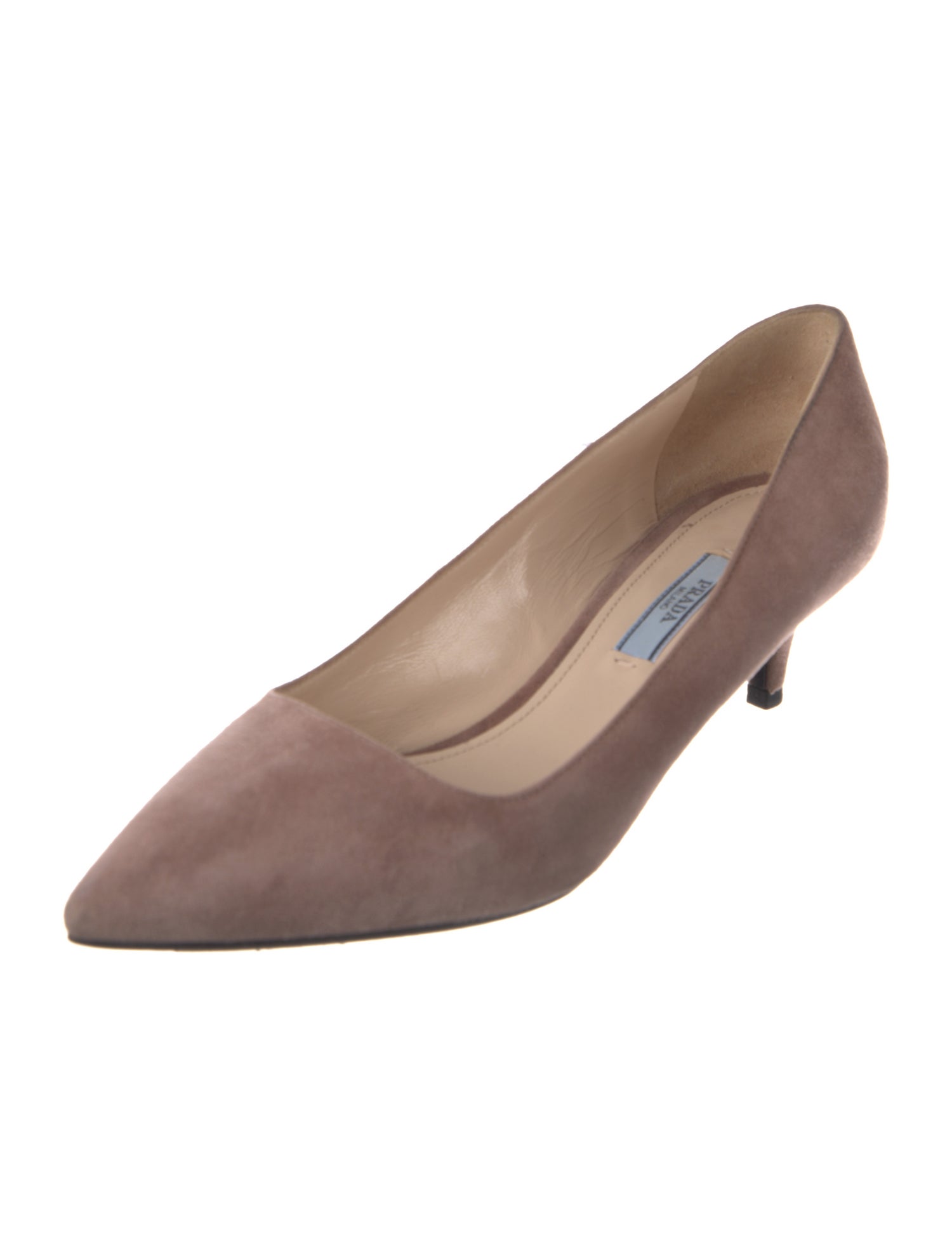 Prada Signature Logo Suede Pumps