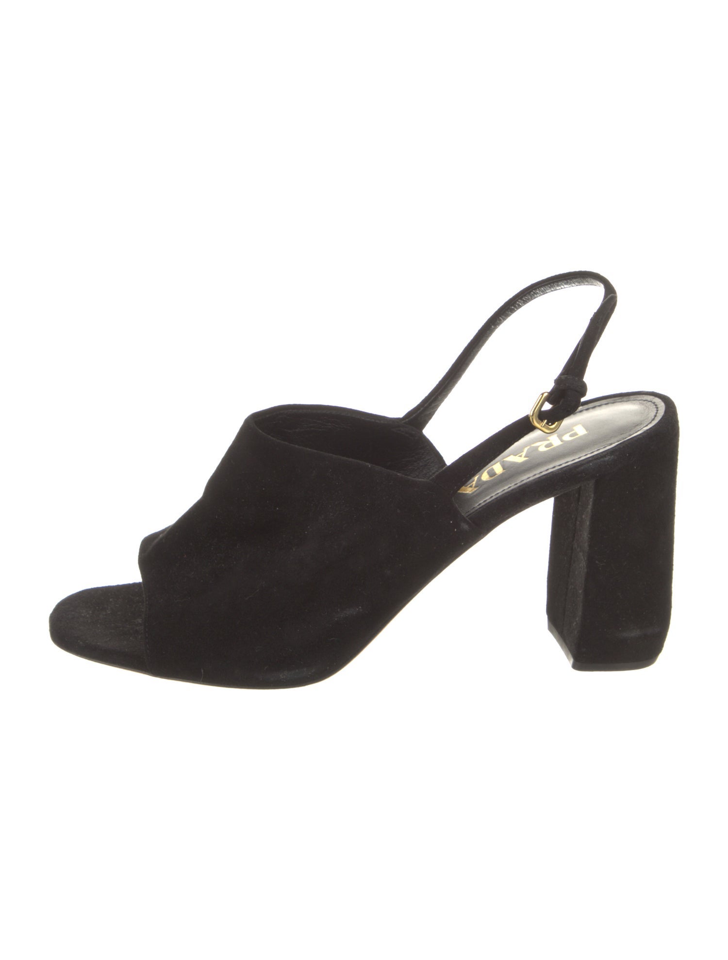 Prada Suede Leather Trim Embellishment Slingback Sandals