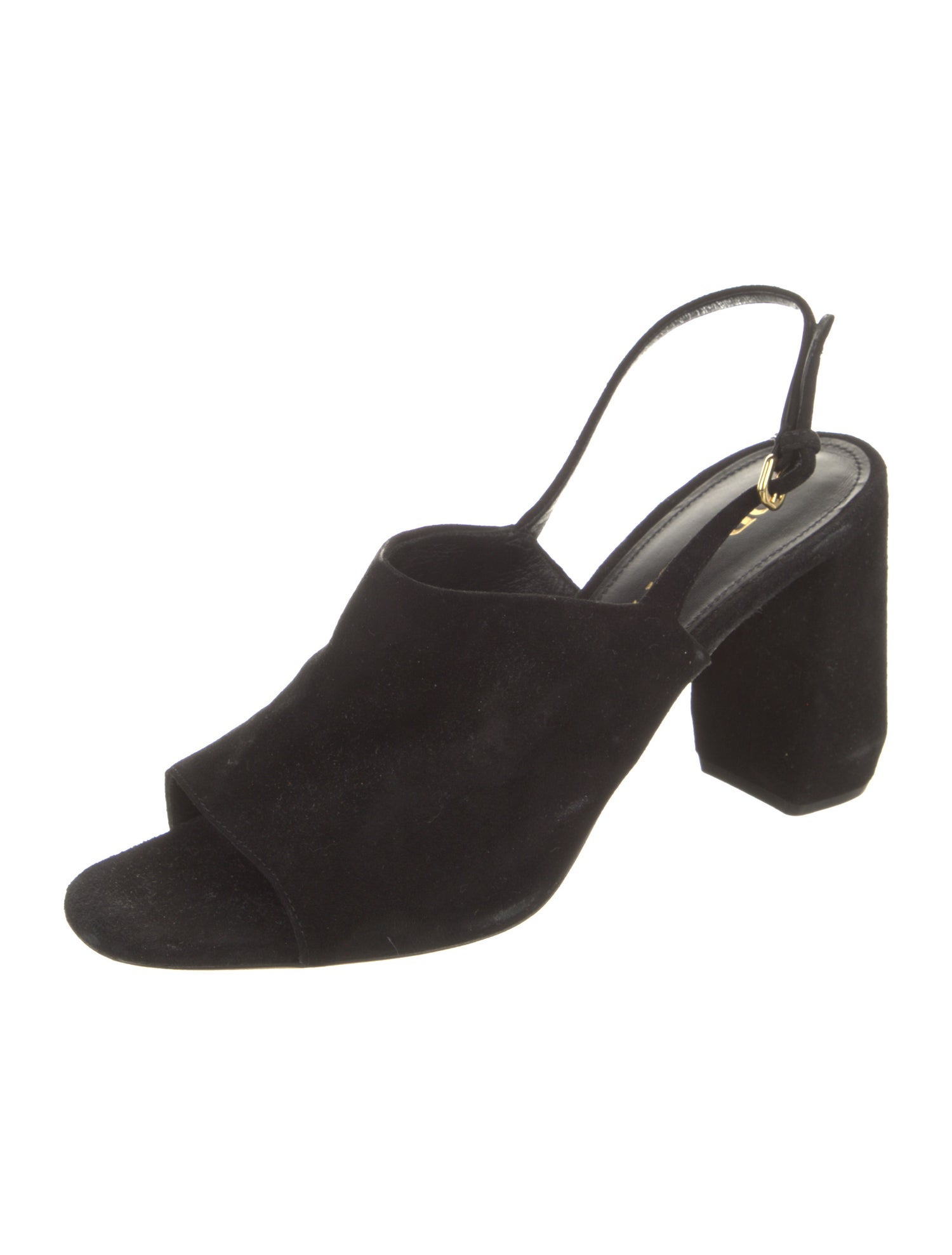 Prada Suede Leather Trim Embellishment Slingback Sandals