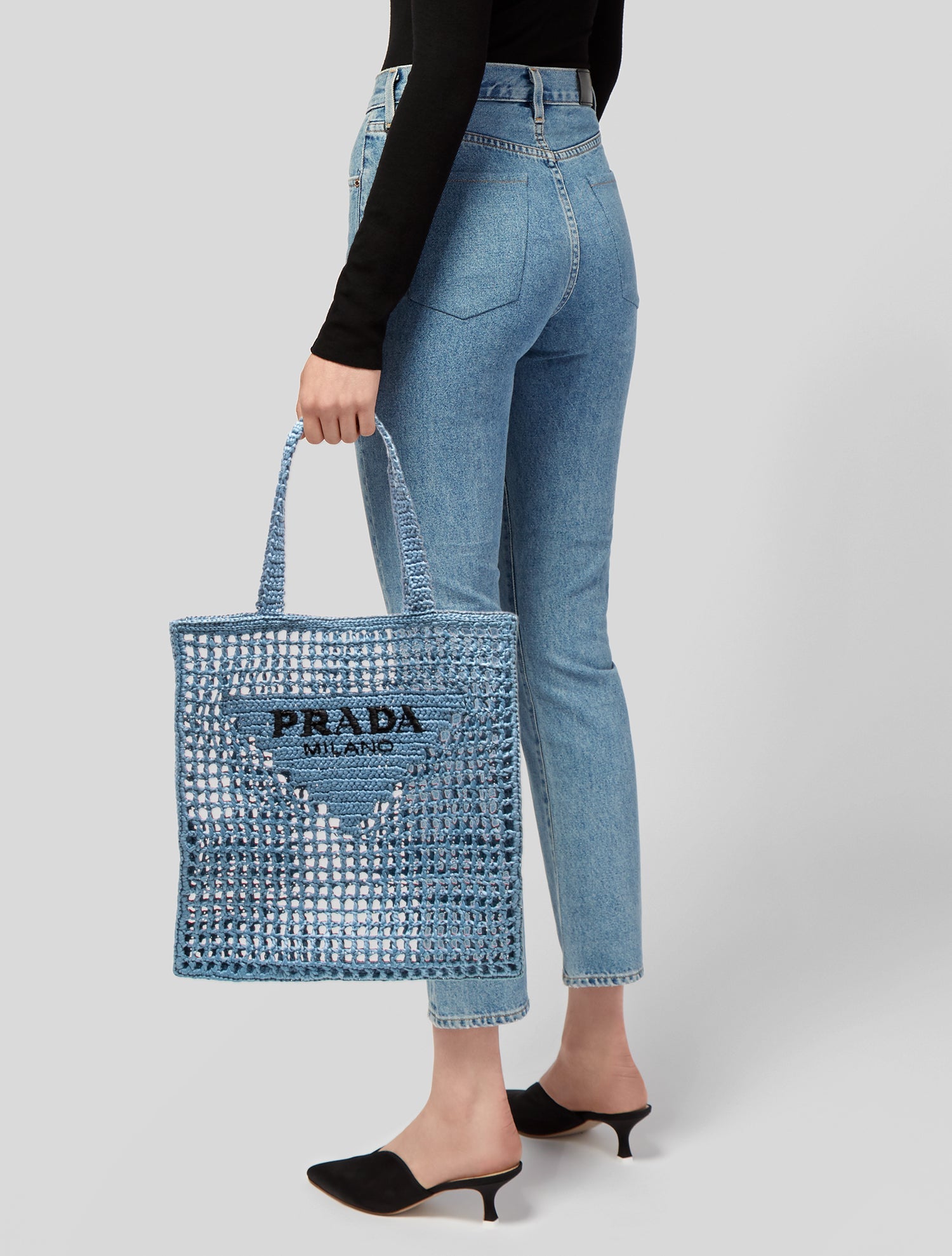 Prada Raffia Grass Large Logo Tote Large