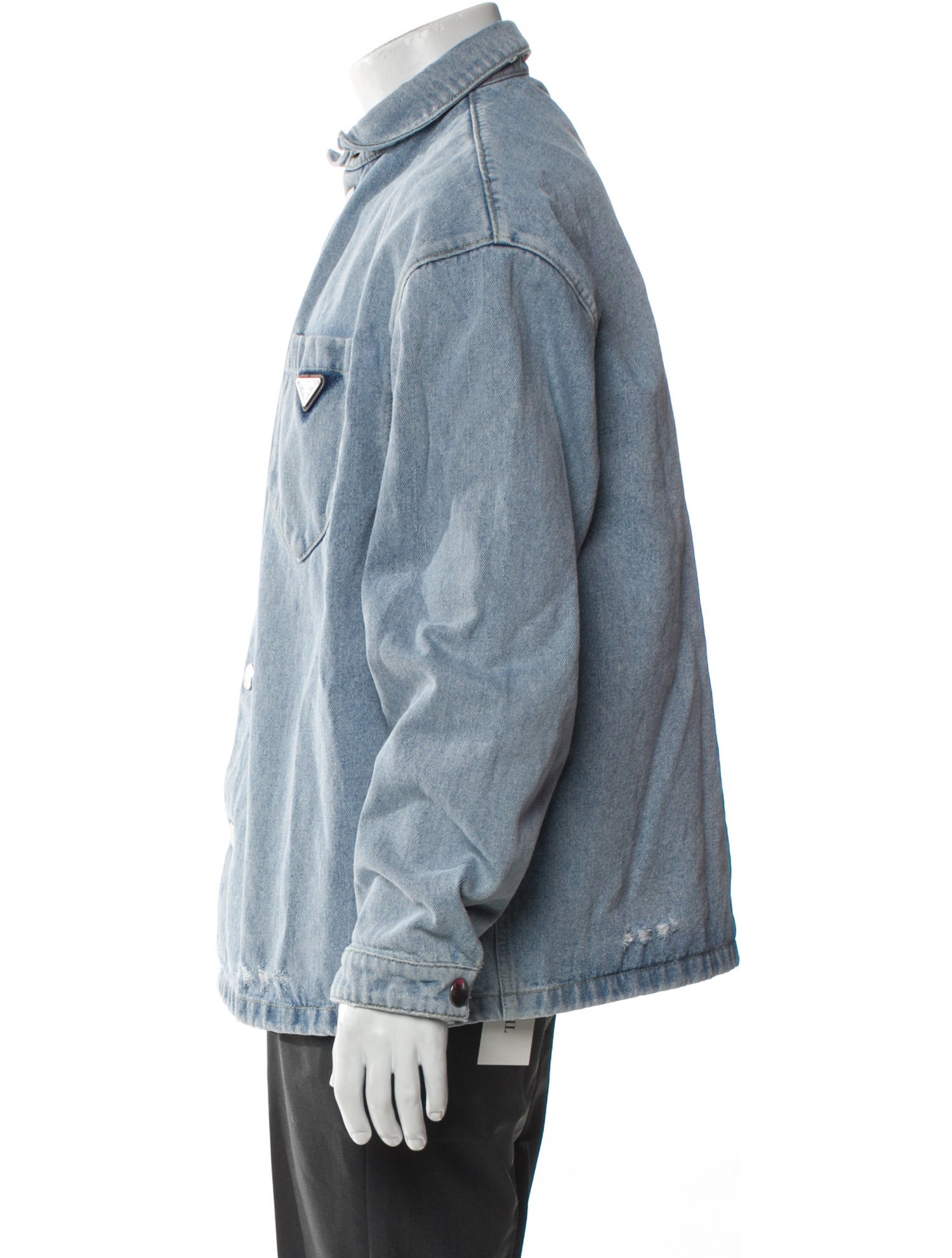 Prada 2021 Enameled Metal Triangle Denim Jacket
