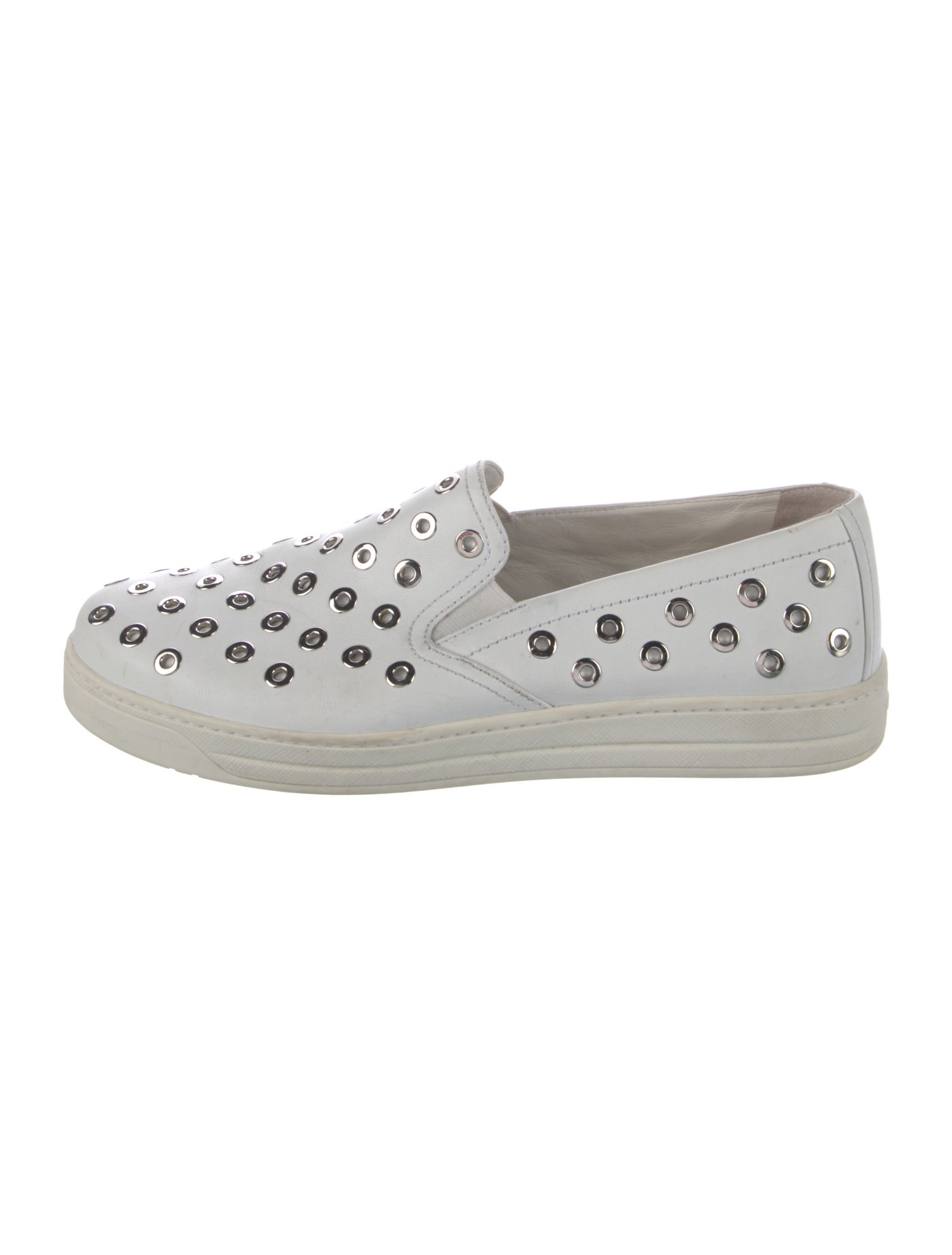 Prada Leather Studded Accents Sneakers