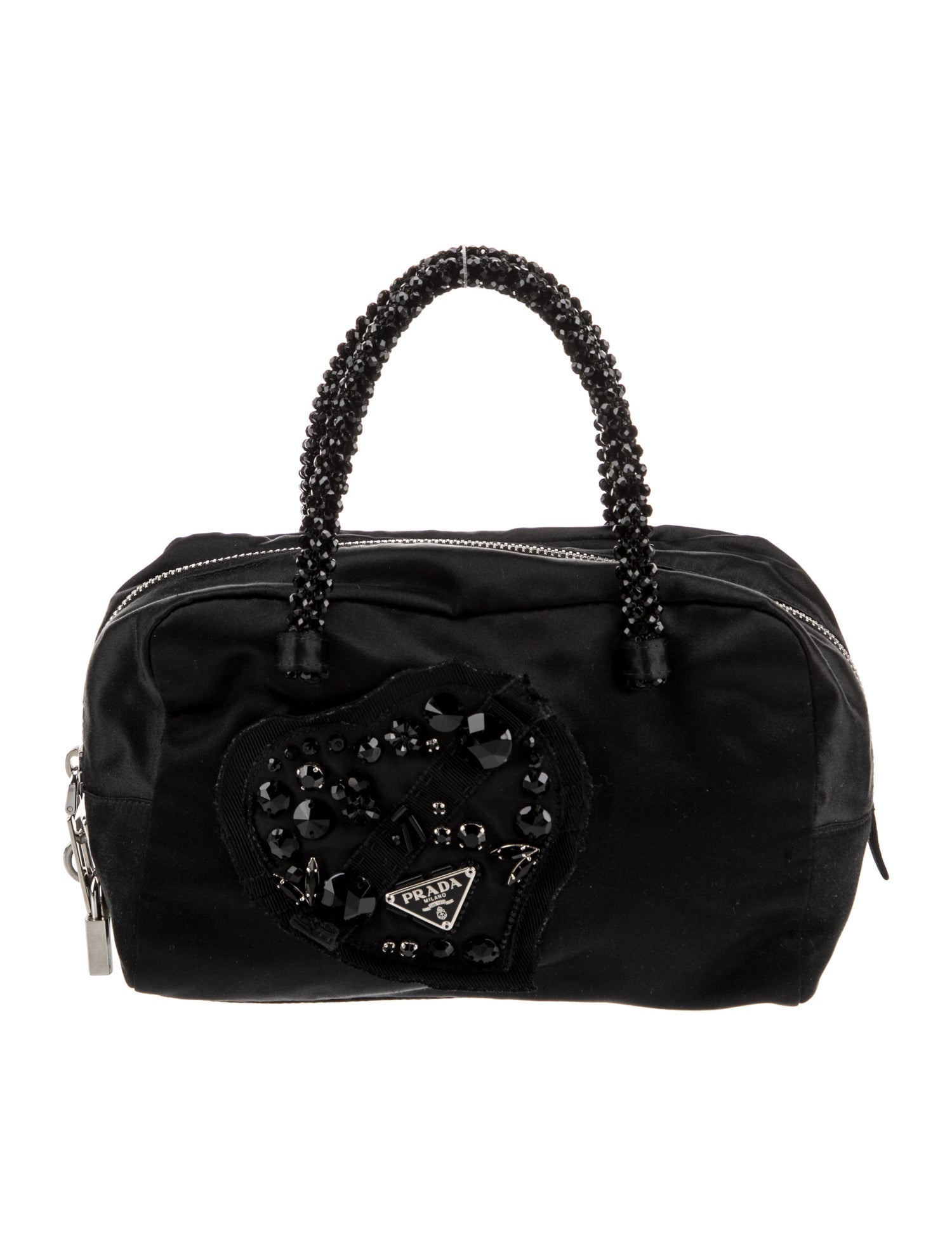 Prada Enameled Metal Triangle Top Handle Bag