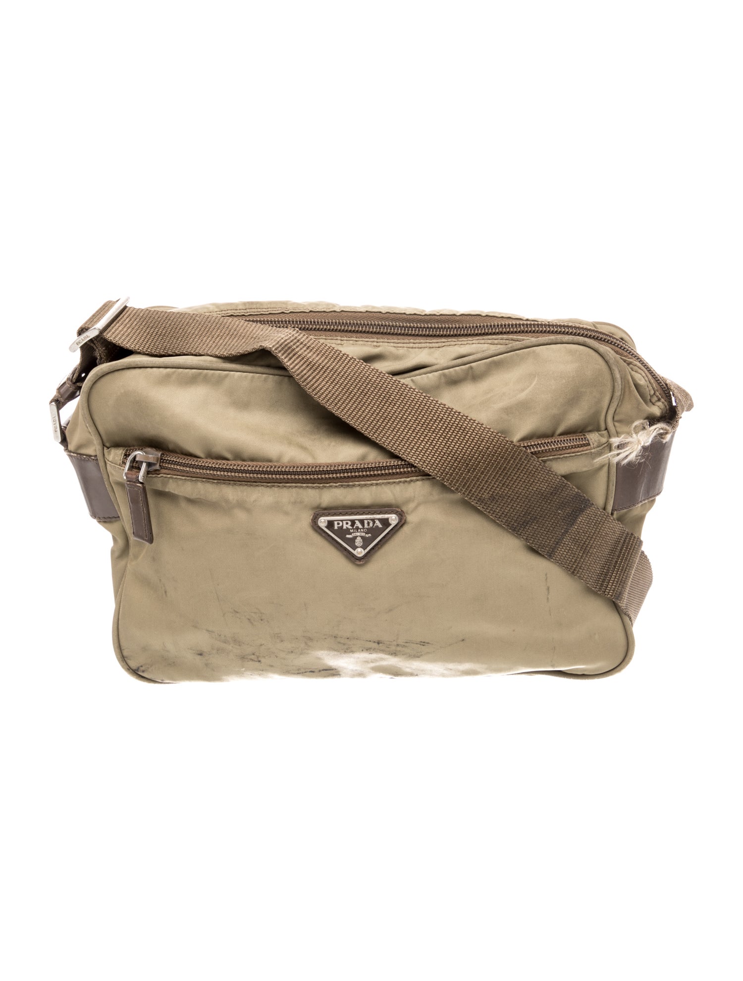 Prada Enameled Metal Triangle Crossbody Bag