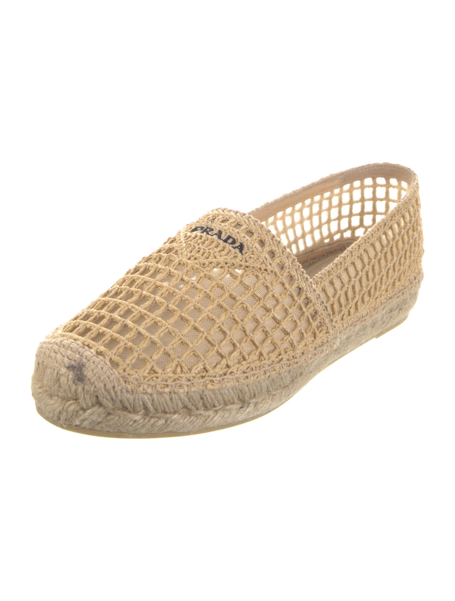 Prada Raffia Mesh Accents Espadrilles