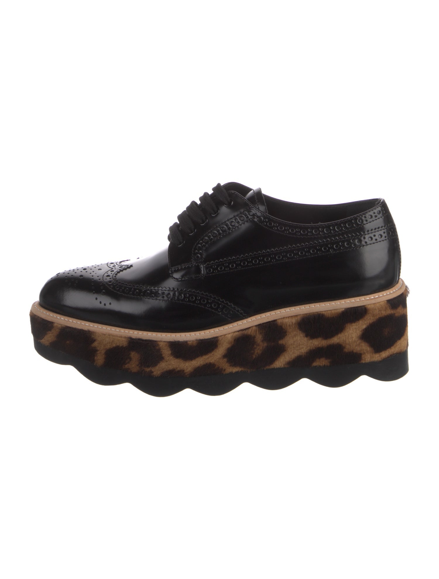 Prada Leather Animal Print Brogues