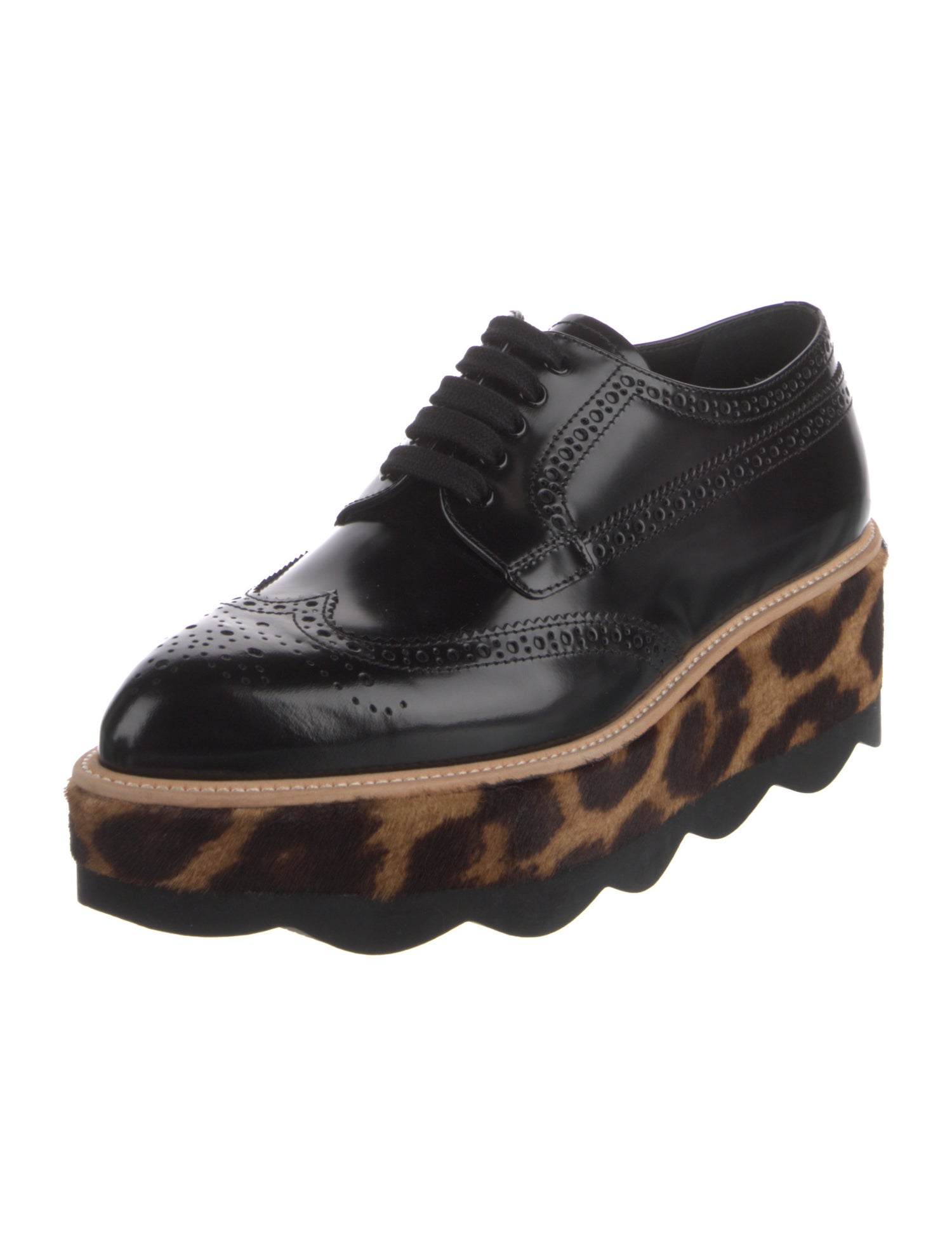 Prada Leather Animal Print Brogues