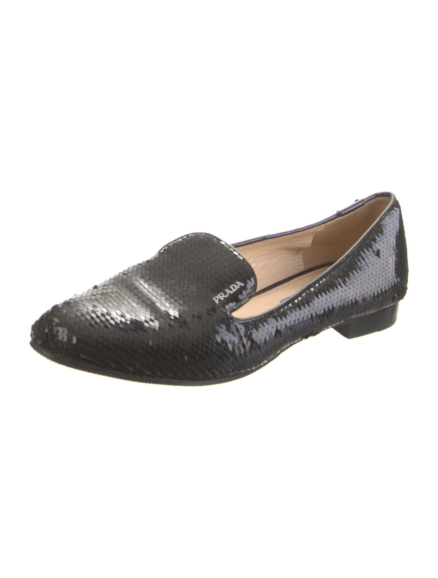 Prada Signature Logo Sequins Loafers