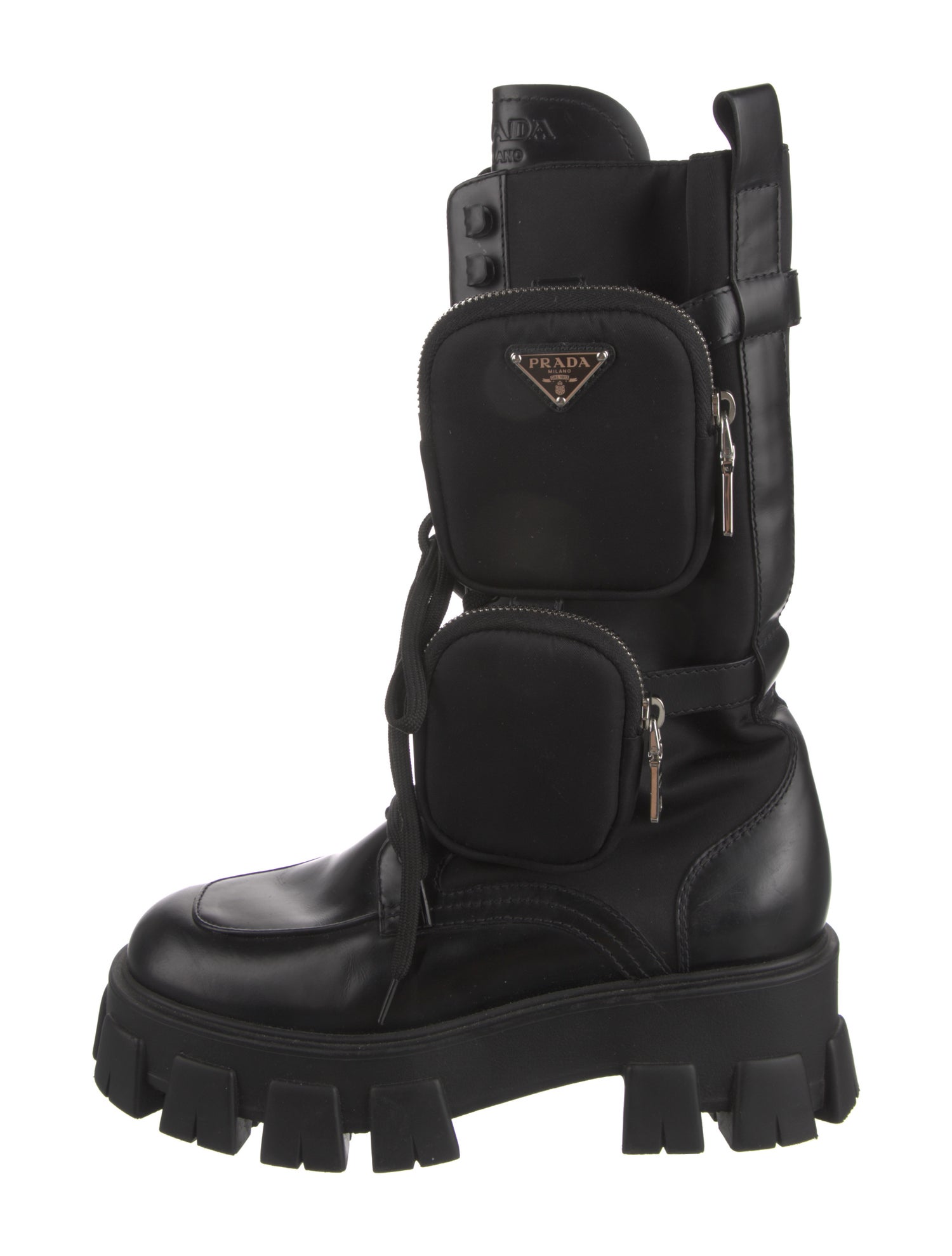 Prada Tessuto Nylon Leather Riding Boots