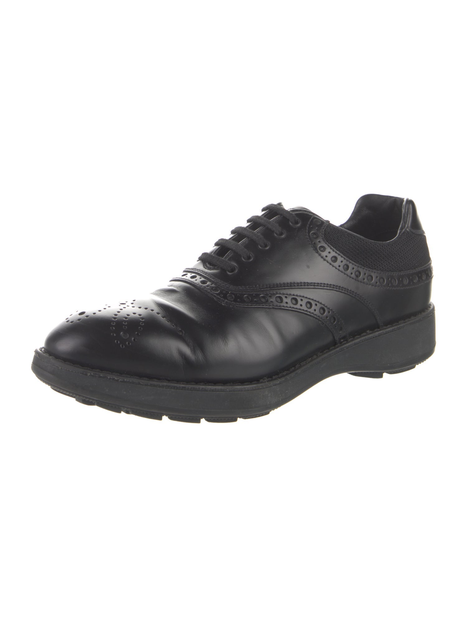 Prada Leather Mesh Accents Brogues