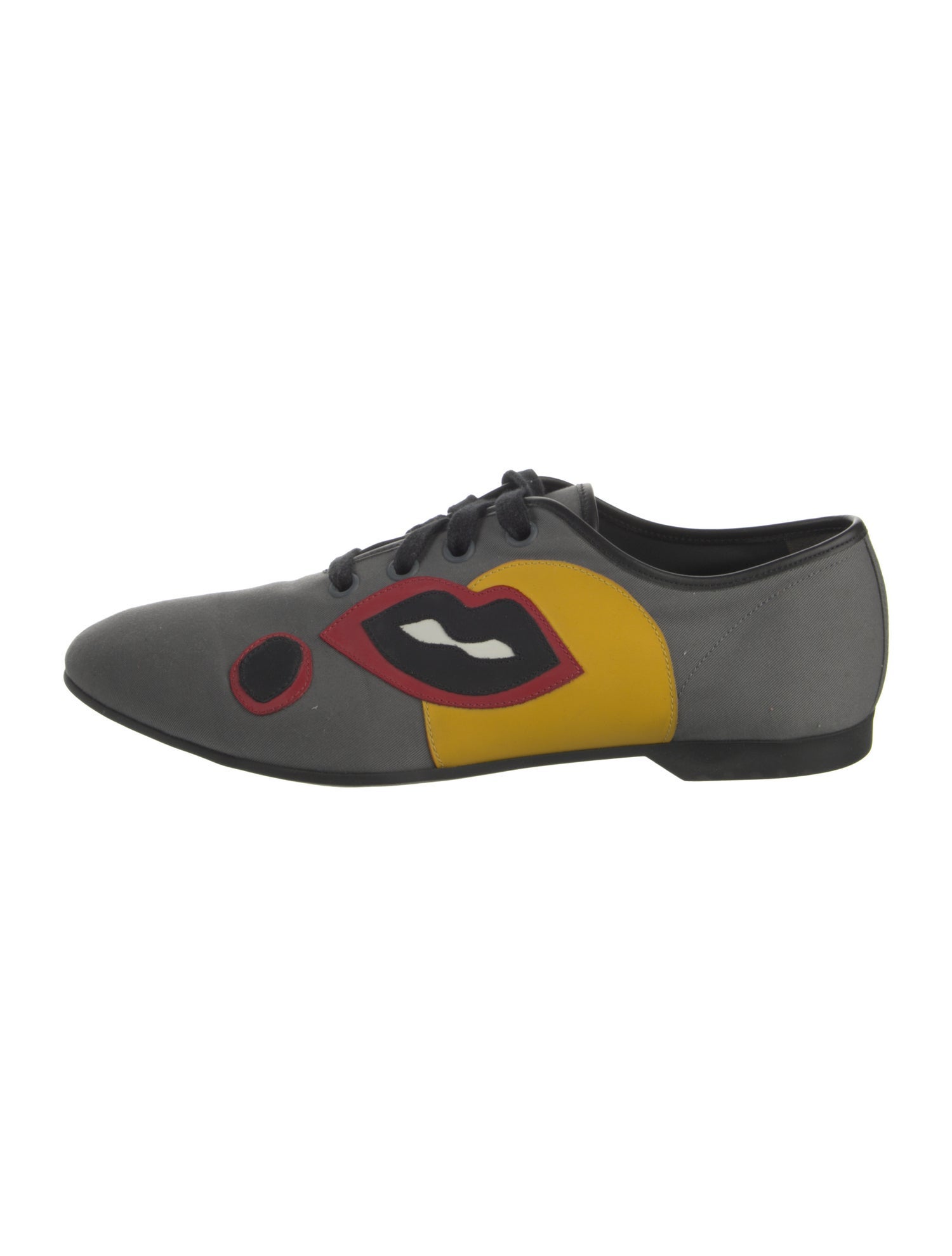 Prada Colorblock Pattern Leather Trim Embellishment Sneakers