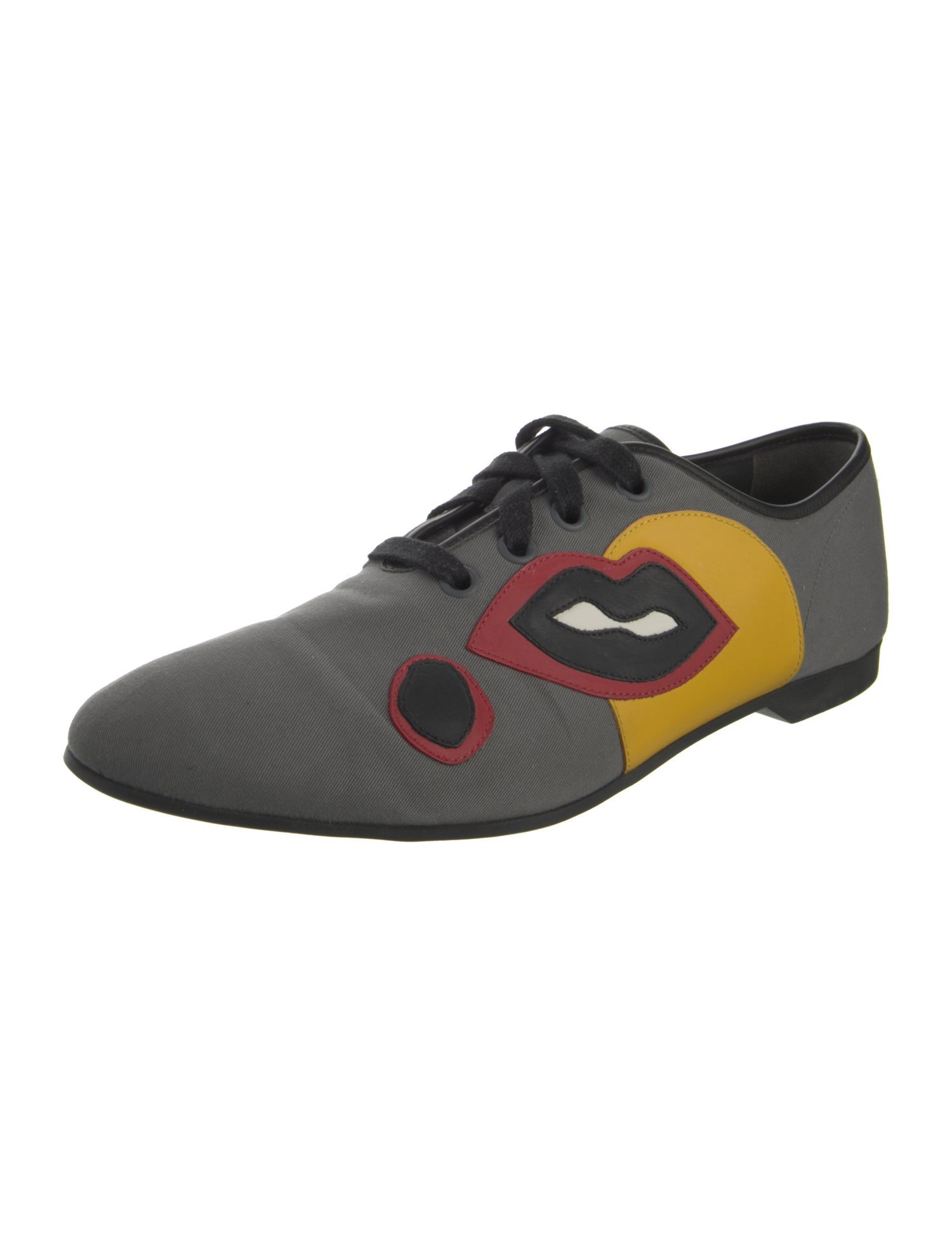 Prada Colorblock Pattern Leather Trim Embellishment Sneakers