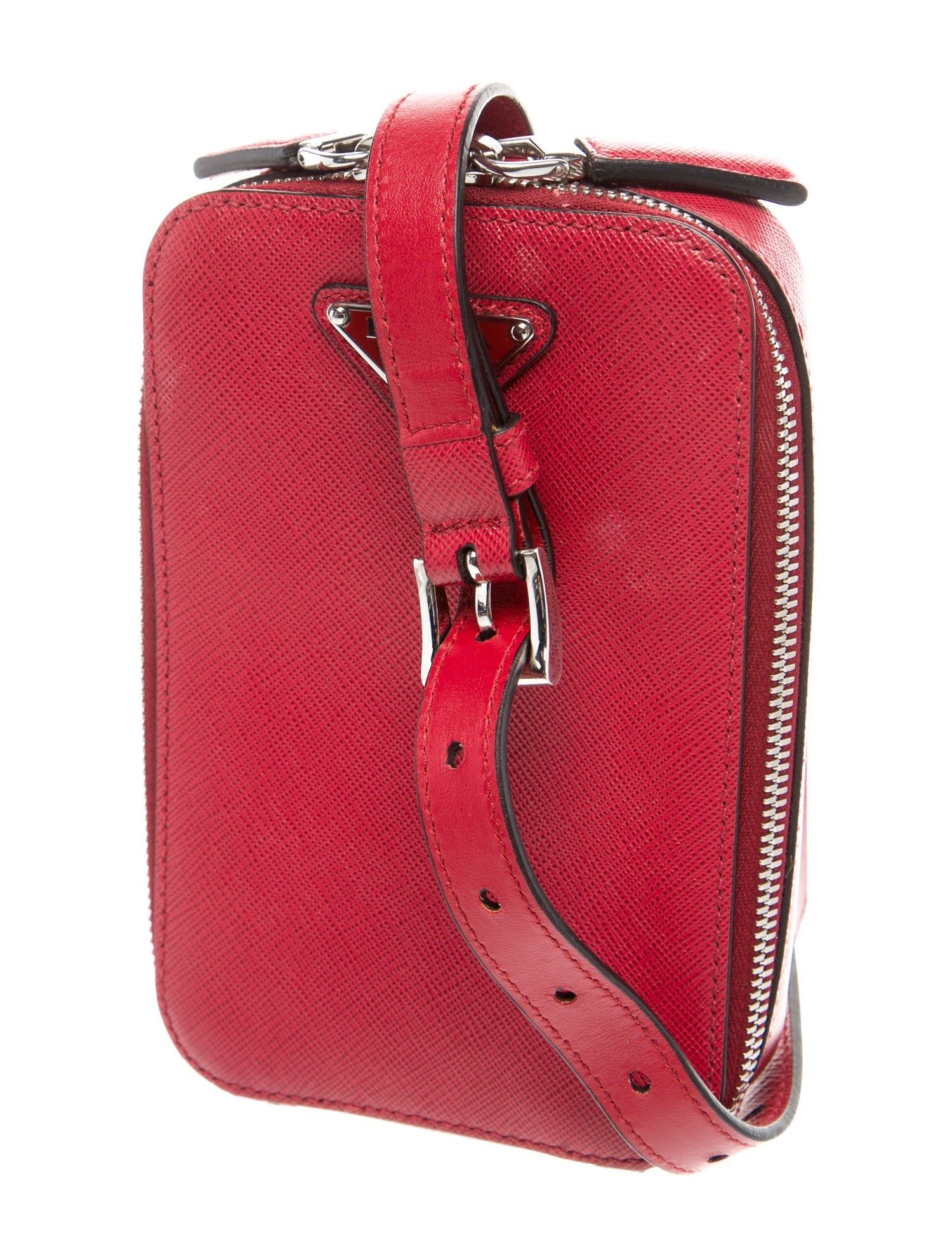 Prada Enameled Metal Triangle Crossbody Bag