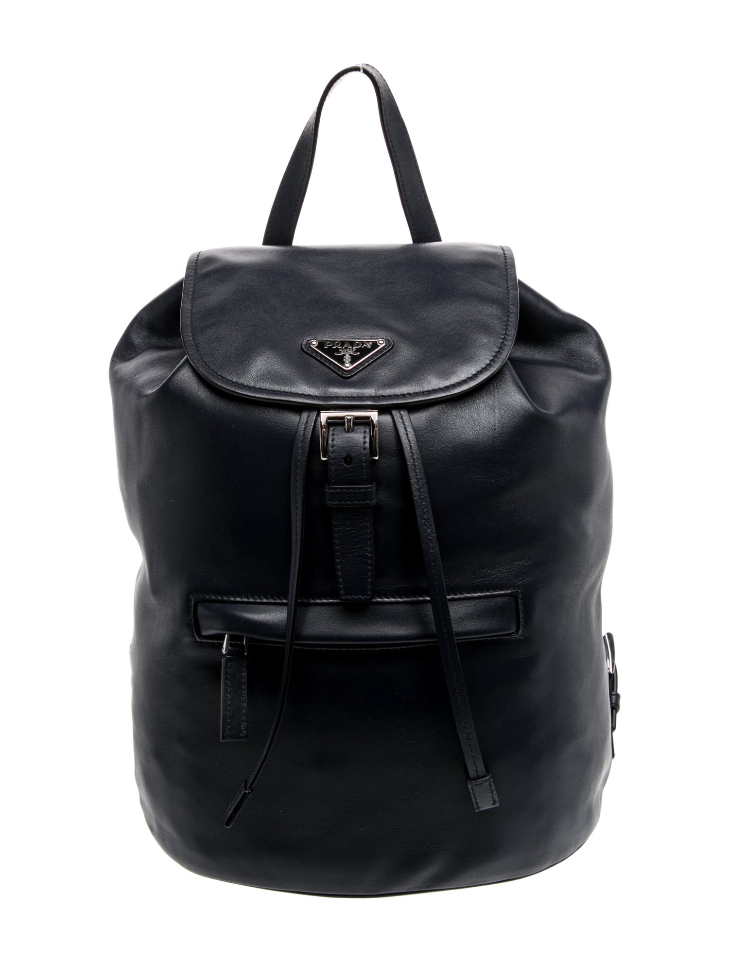 Prada Enameled Metal Triangle Backpack