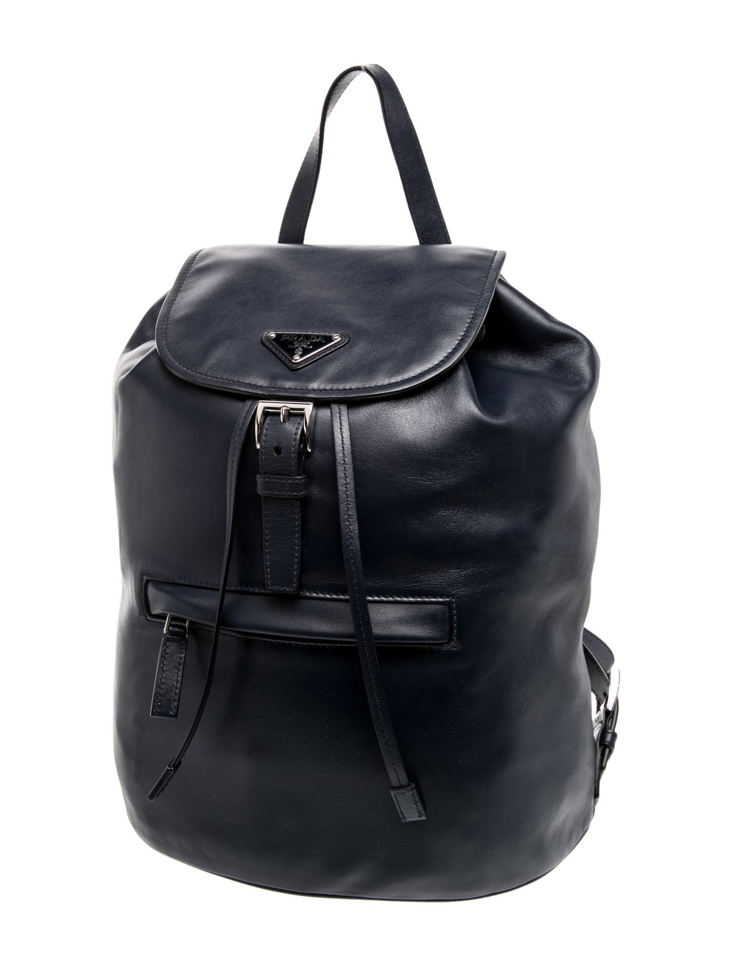 Prada Enameled Metal Triangle Backpack