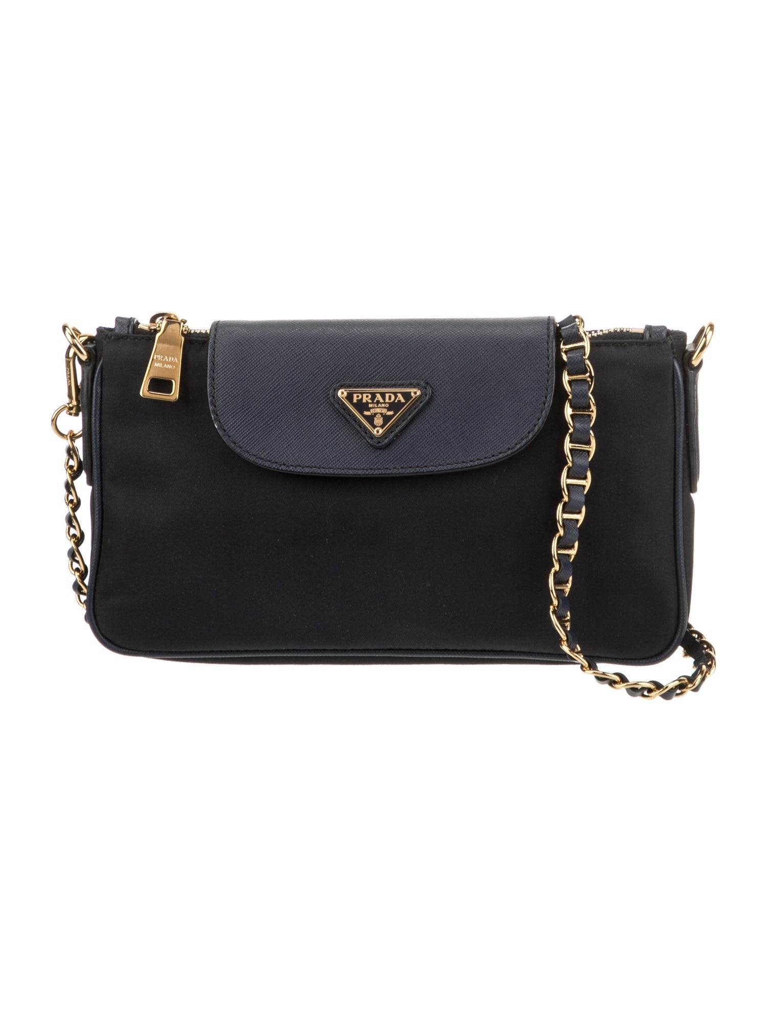 Prada Enameled Metal Triangle Crossbody Bag