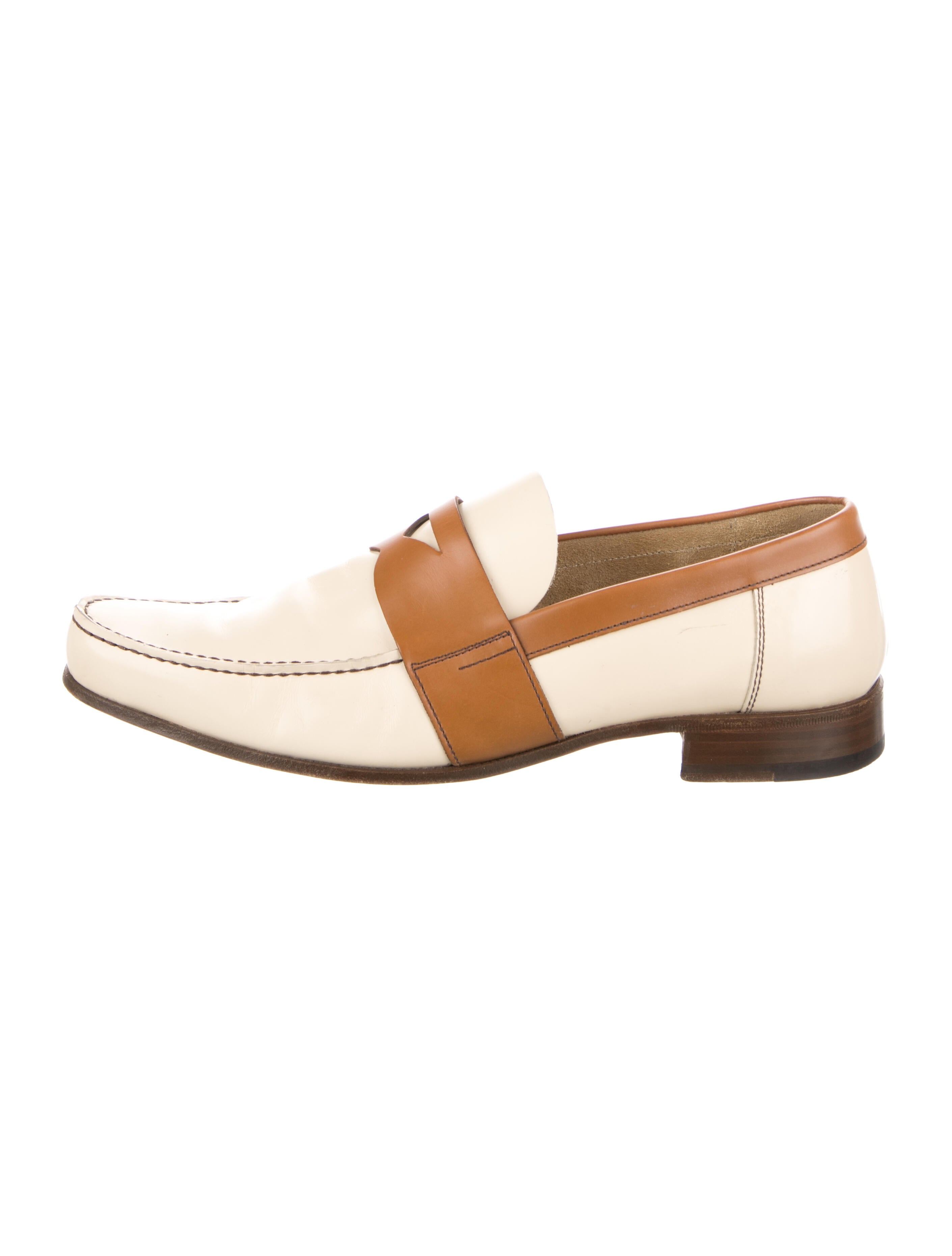 Prada Leather Colorblock Pattern Dress Loafers